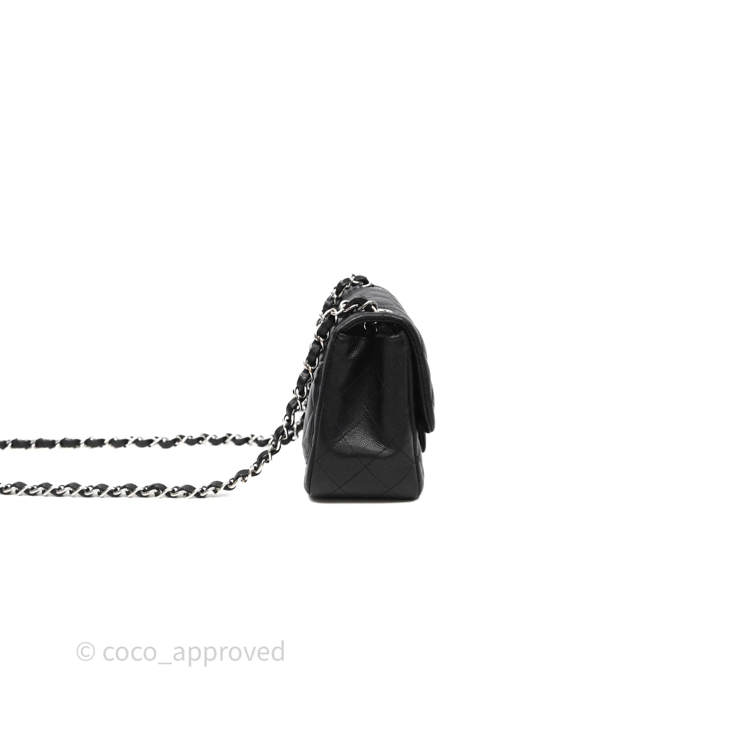 Chanel Mini Square Quilted Black Caviar Silver Hardware