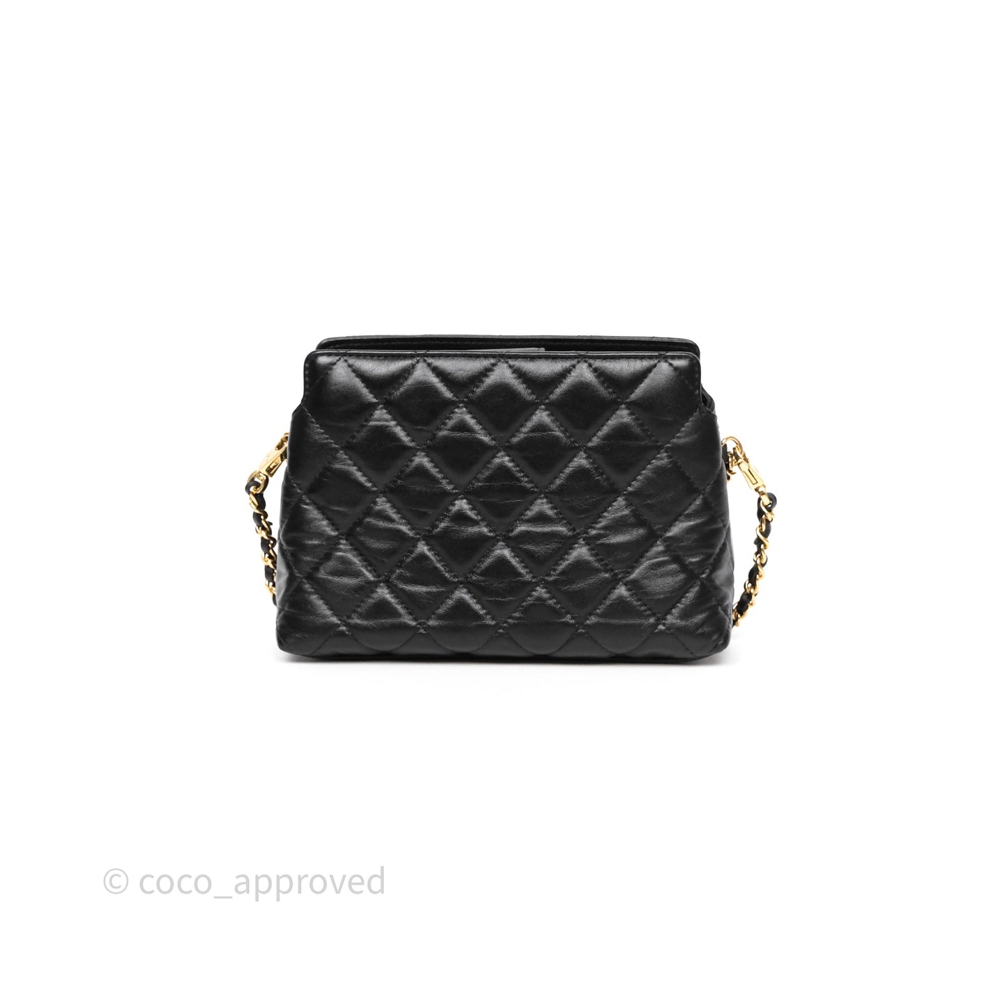 Chanel Clutch With Heart Chain Black Lambskin Gold Hardware