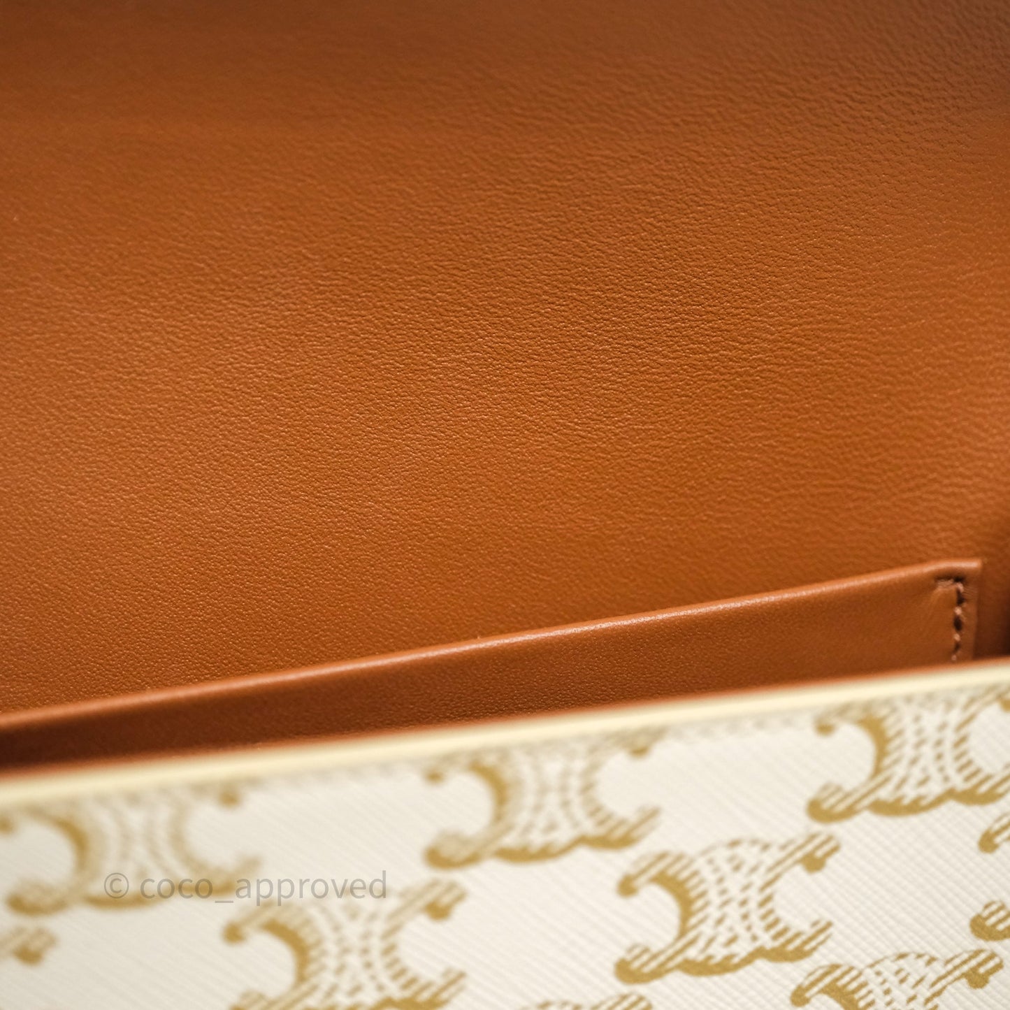 Celine Triomphe Shoulder Bag White Calfskin Triomphe Canvas