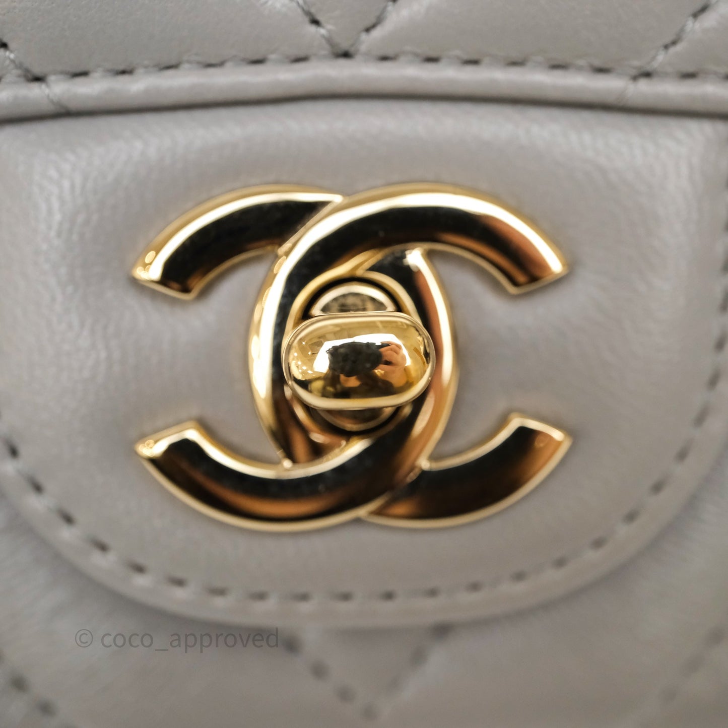 Chanel Mini Rectangular Chevron Grey Lambskin Light Gold Hardware