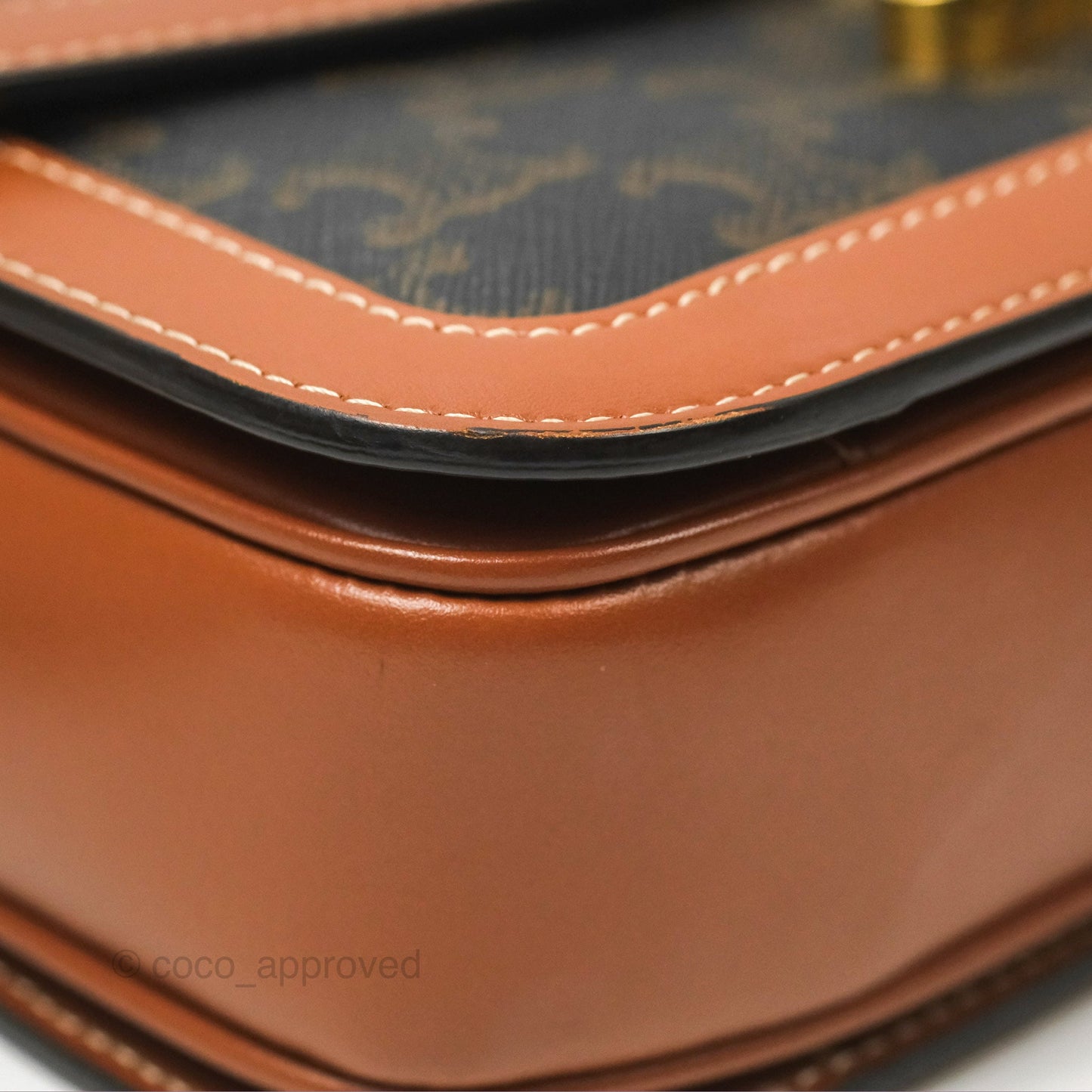 Celine Medium Triomphe Bag Triomphe Canvas Tan Calfskin