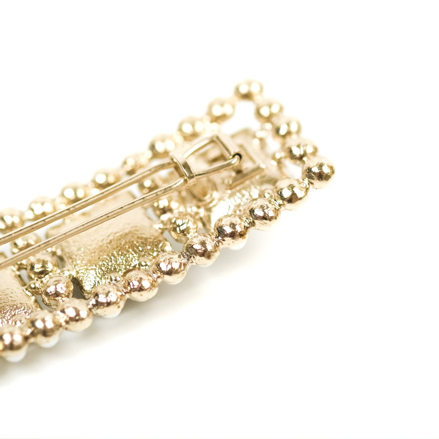 Chanel CC Pearl Grey Square Resin Hair Clip Gold Tone 21V