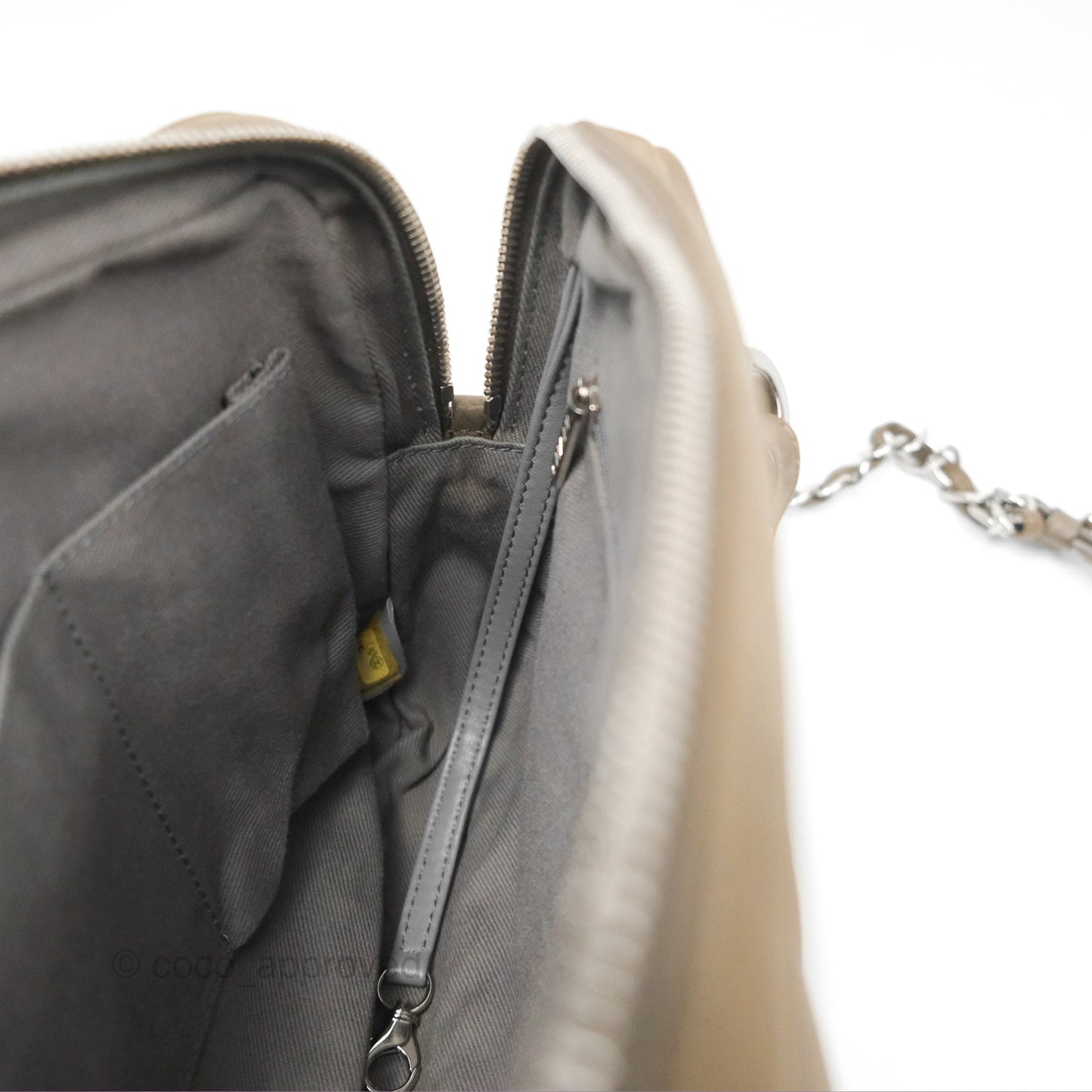 Chanel Quilted Camera Case Bag Iridescent Taupe Calfskin Silver Hardware