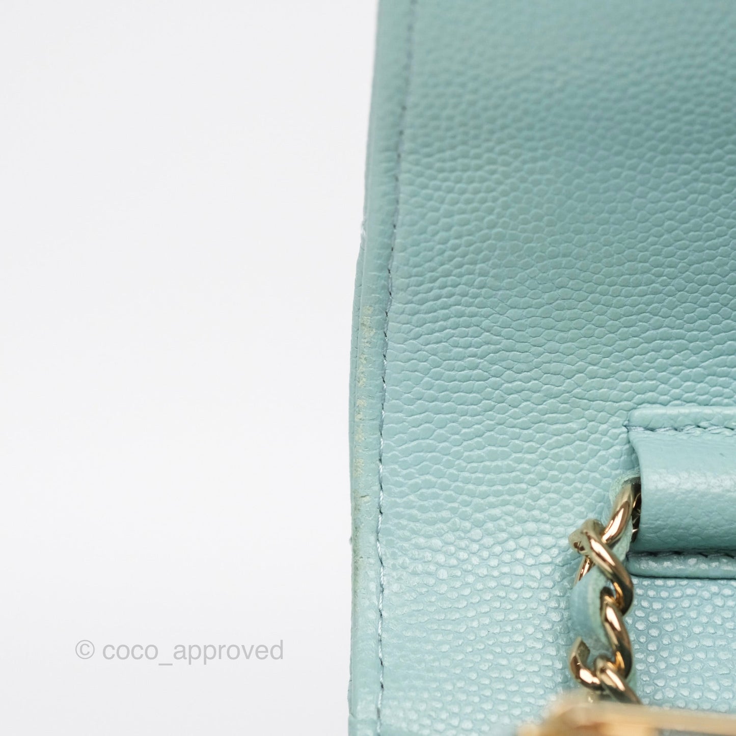 Chanel Quilted Classic Wallet On Chain WOC Tiffany Blue Caviar Gold Hardware