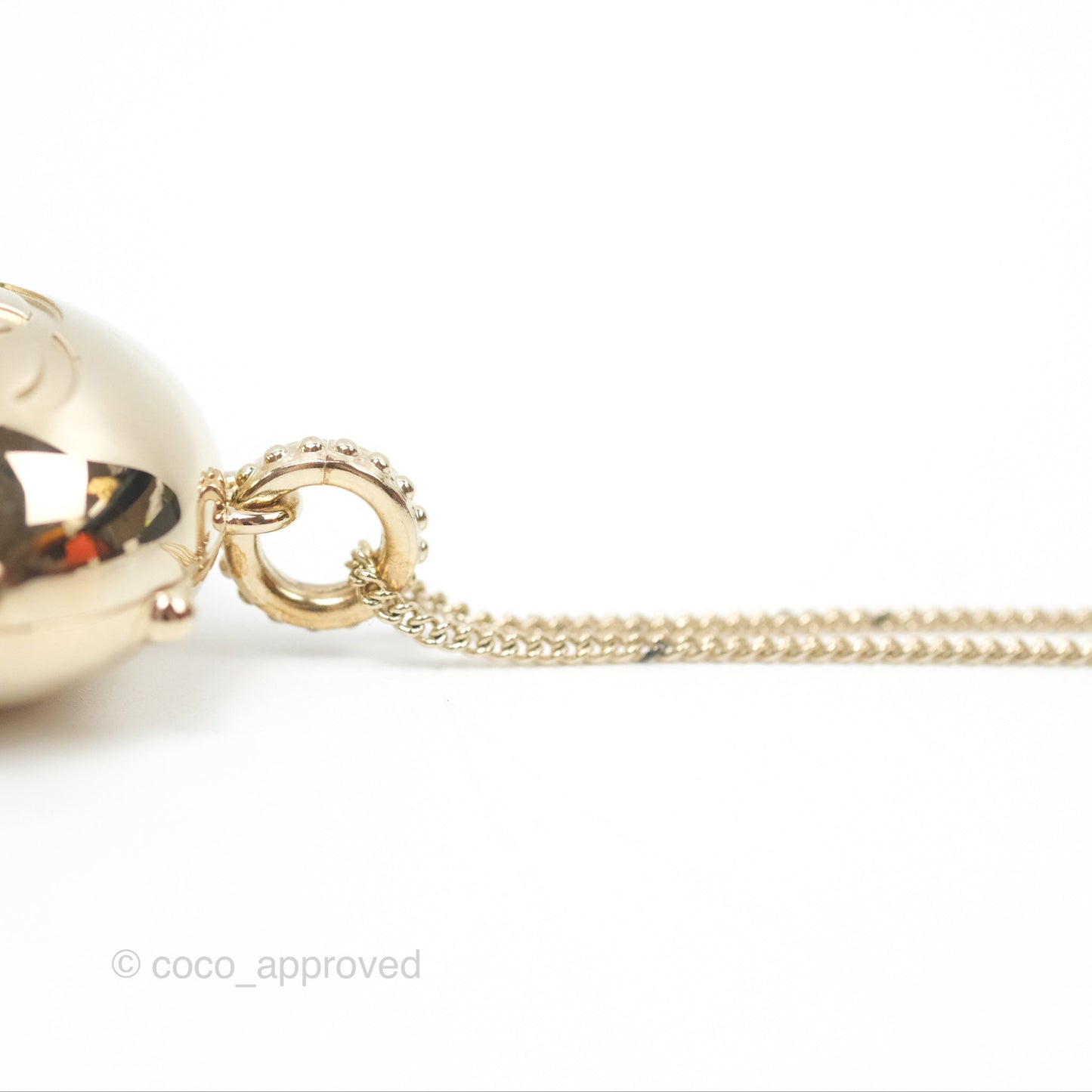 Chanel CC Sphere Locket Necklace Gold Tone 21S