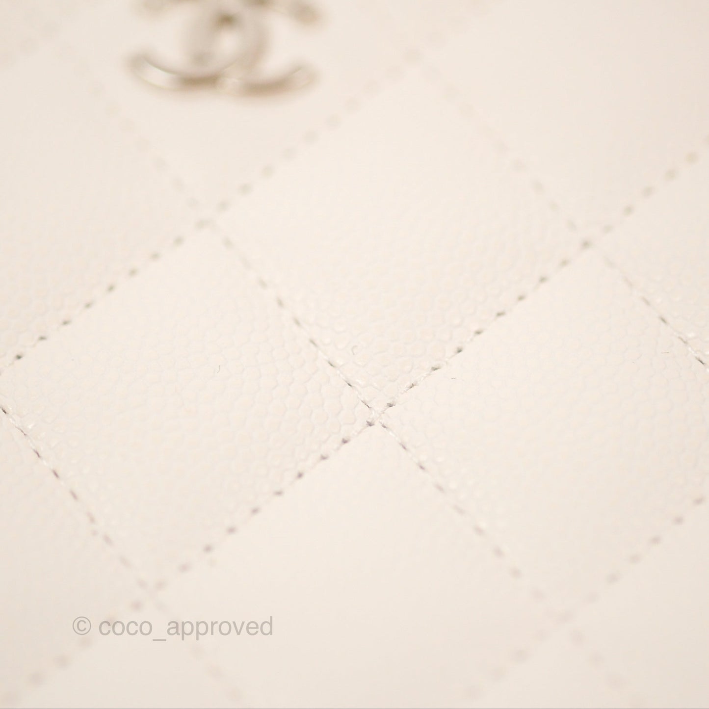 Chanel Quilted Zip Long Wallet White Caviar Silver Hardware