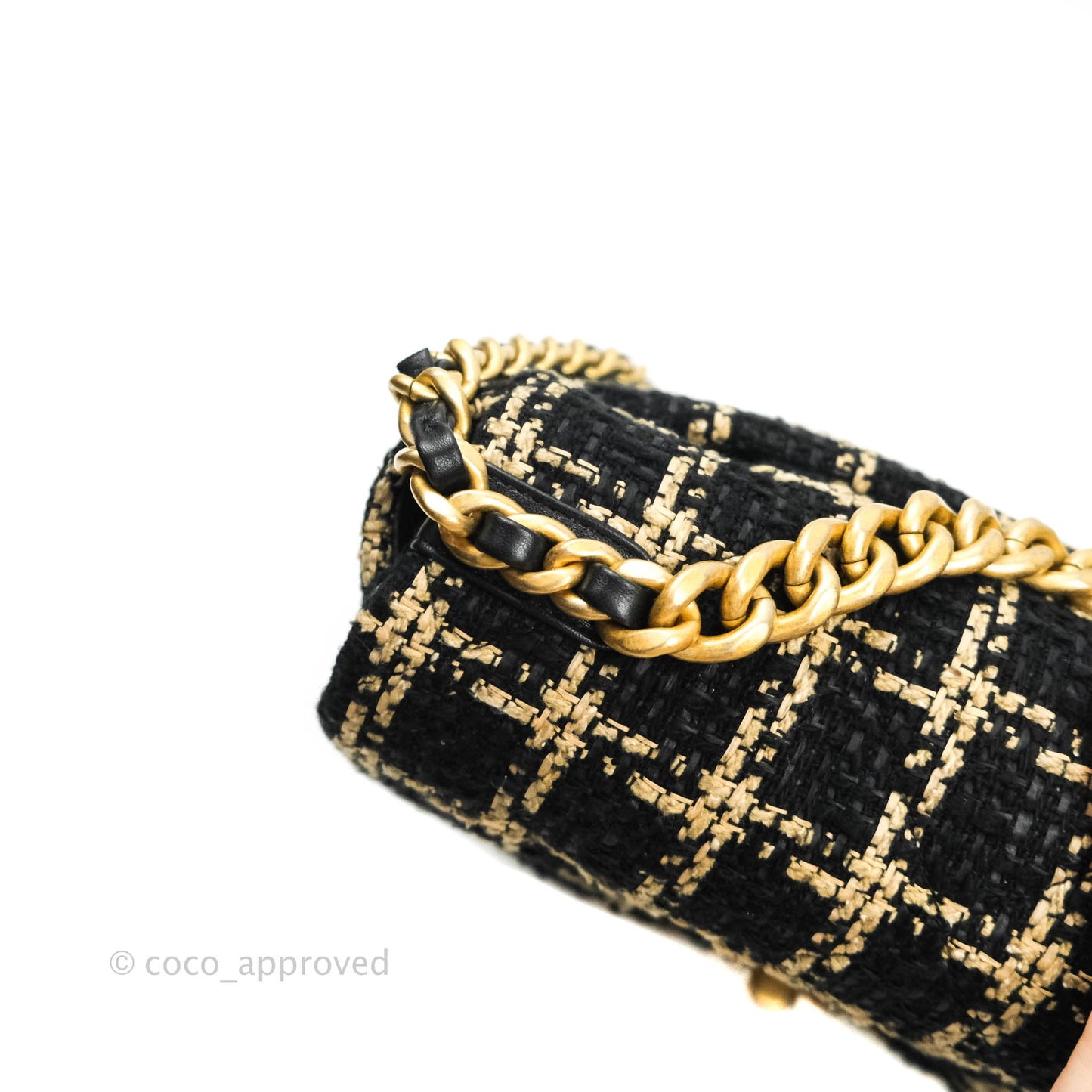 Chanel 19 Small Tweed Black Beige Mixed Hardware