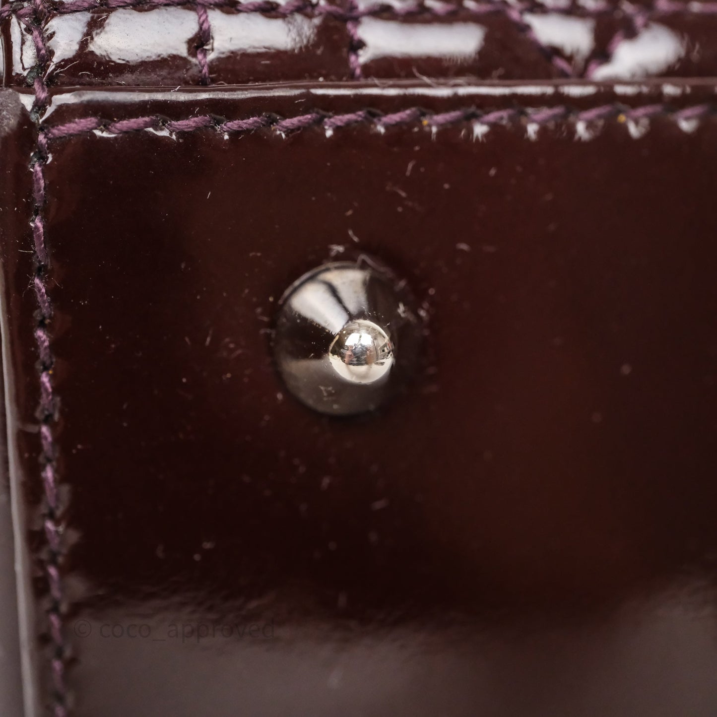 Christian Dior Medium Lady Dior Burgundy Patent Silver Hardware