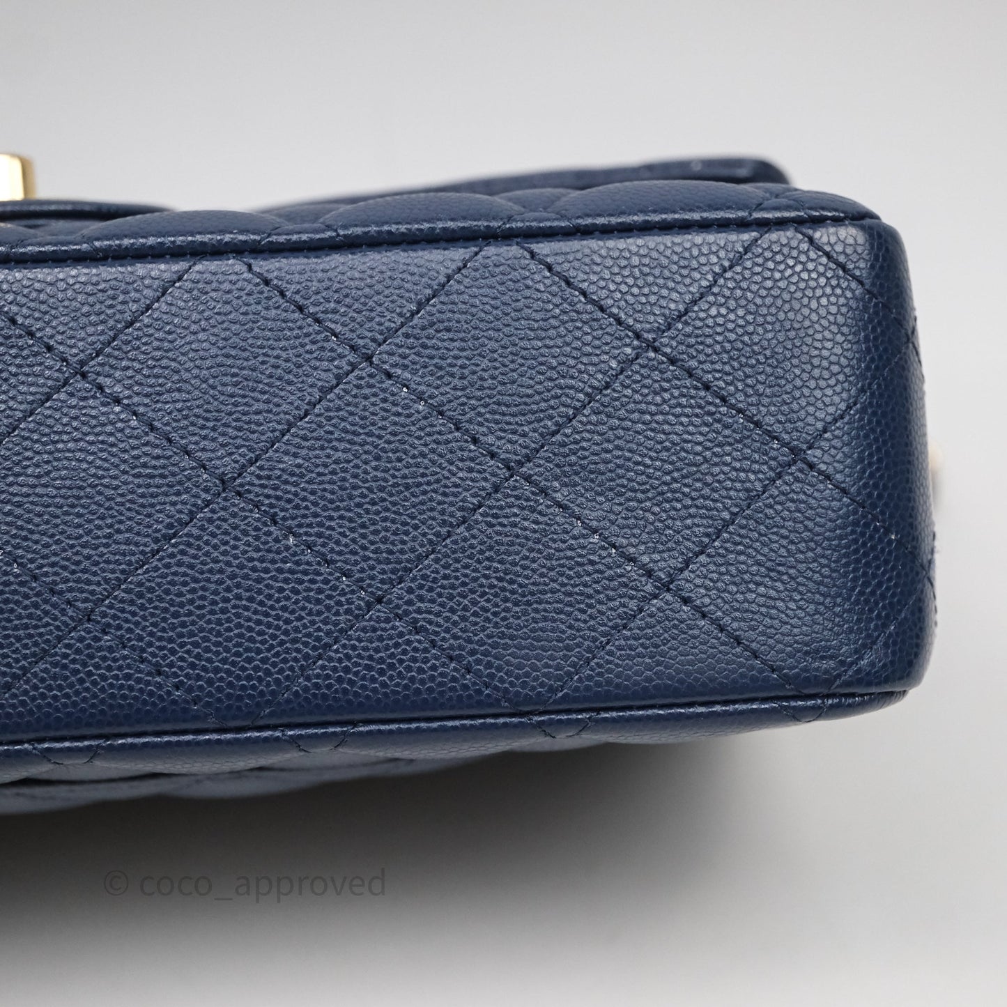 Chanel Medium Classic Flap Quilted Dark Blue Caviar Gold Hardware