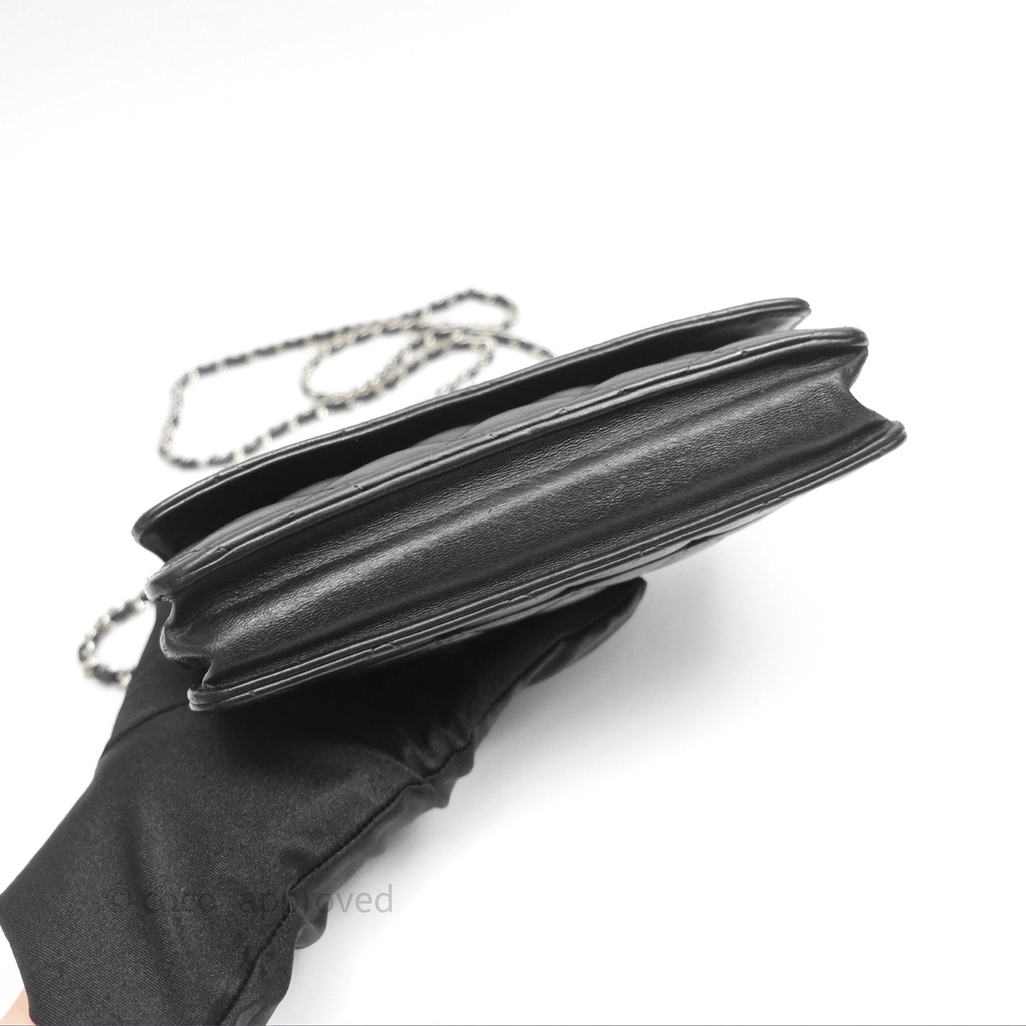 Chanel Quilted WOC Black Lambskin Silver Hardware
