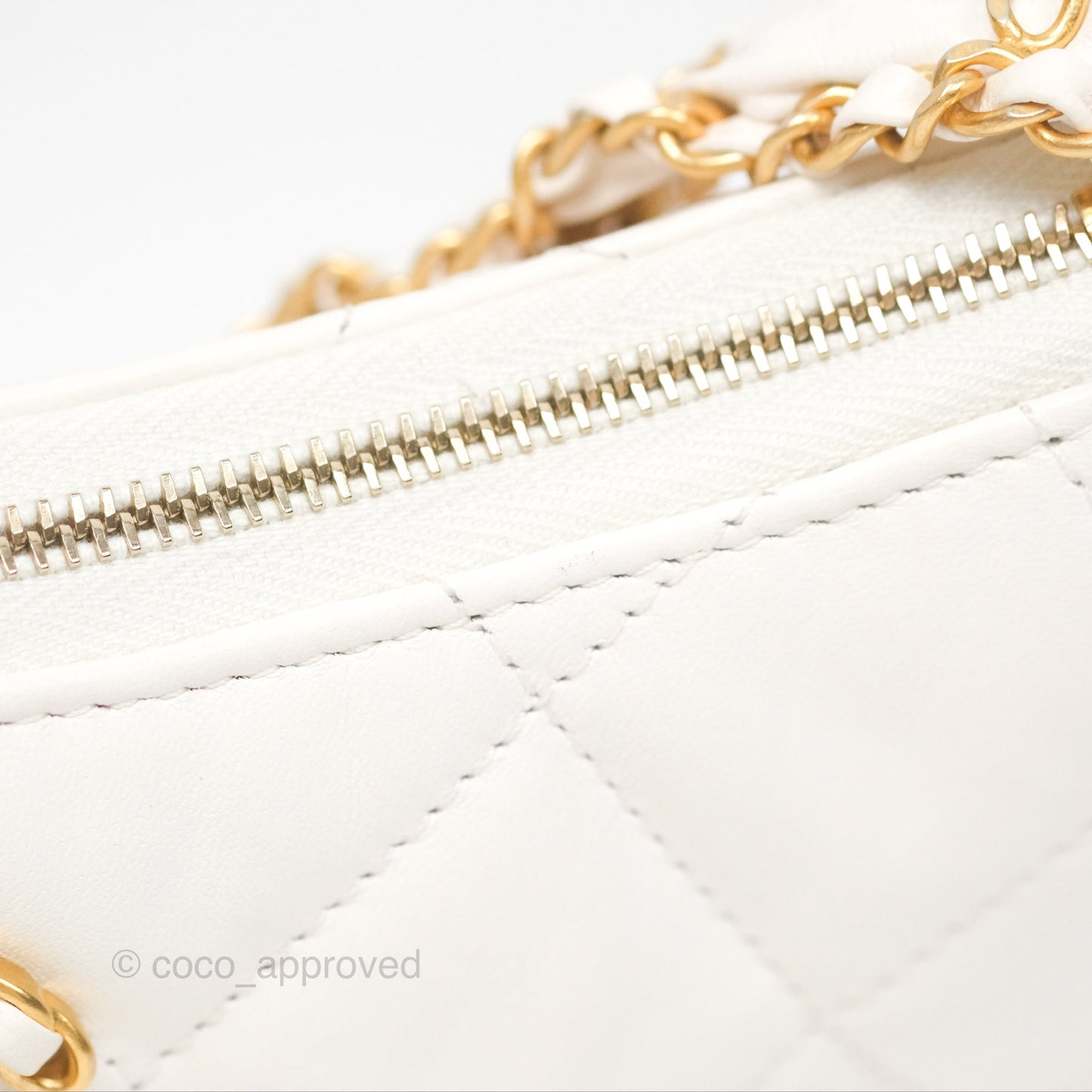 Chanel Hobo Bag White Aged Calfskin Aged Gold Hardware