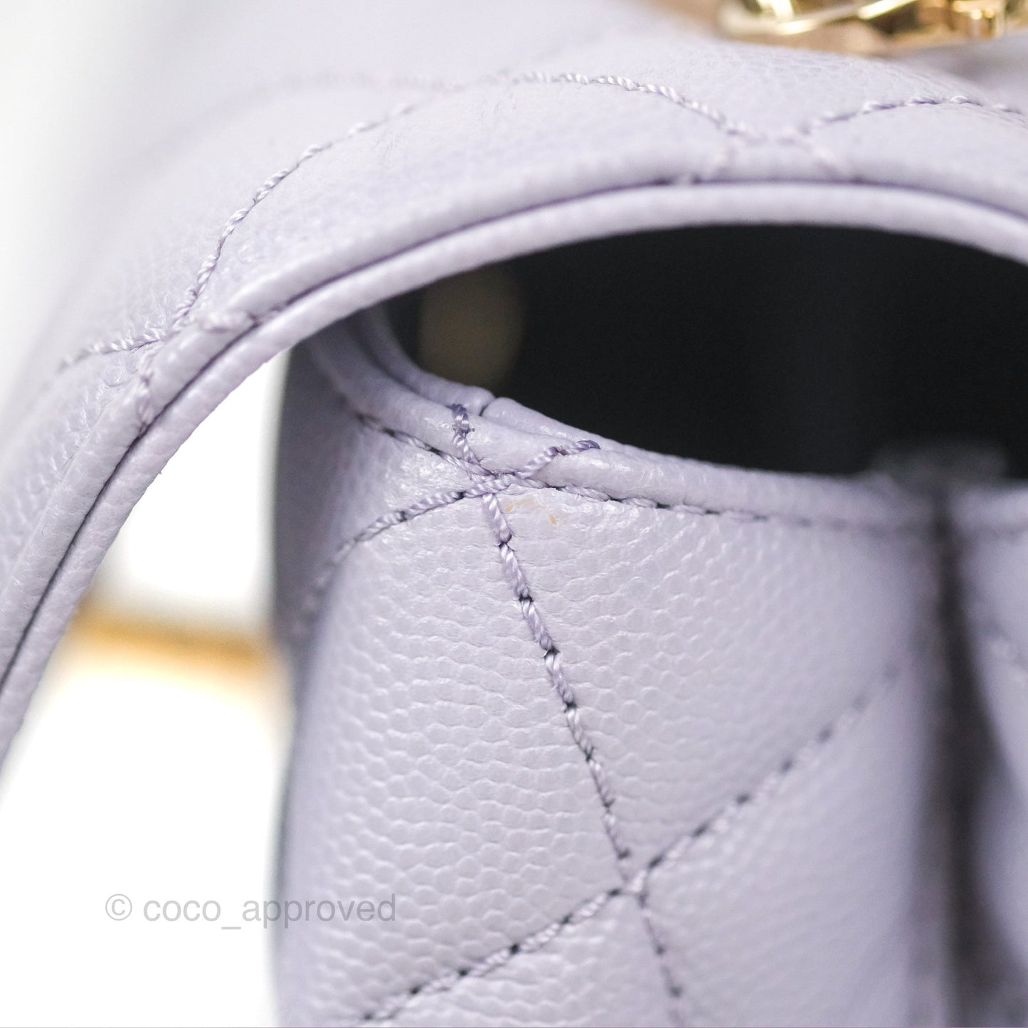 Chanel Small Coco Handle Quilted Lilac Caviar Gold Hardware