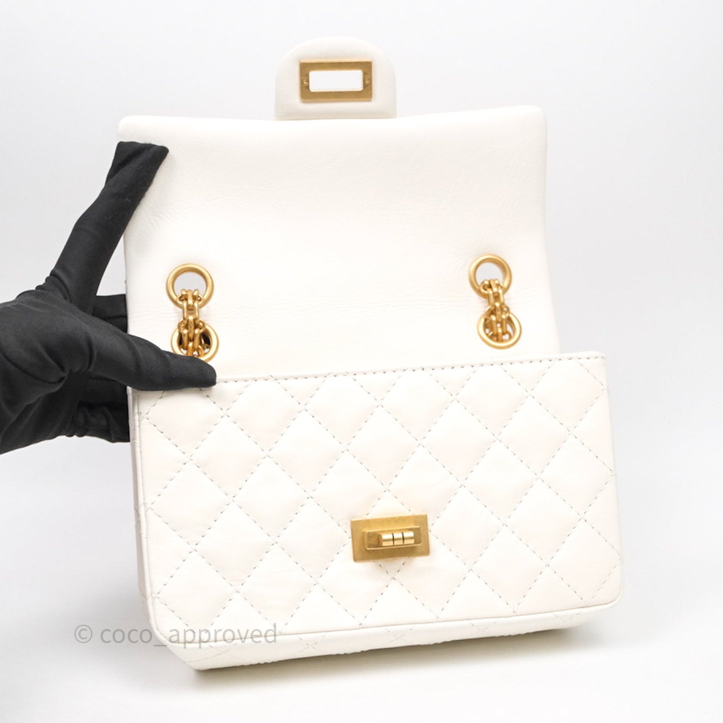 Chanel Mini Reissue 224 White Calfskin Aged Gold Hardware