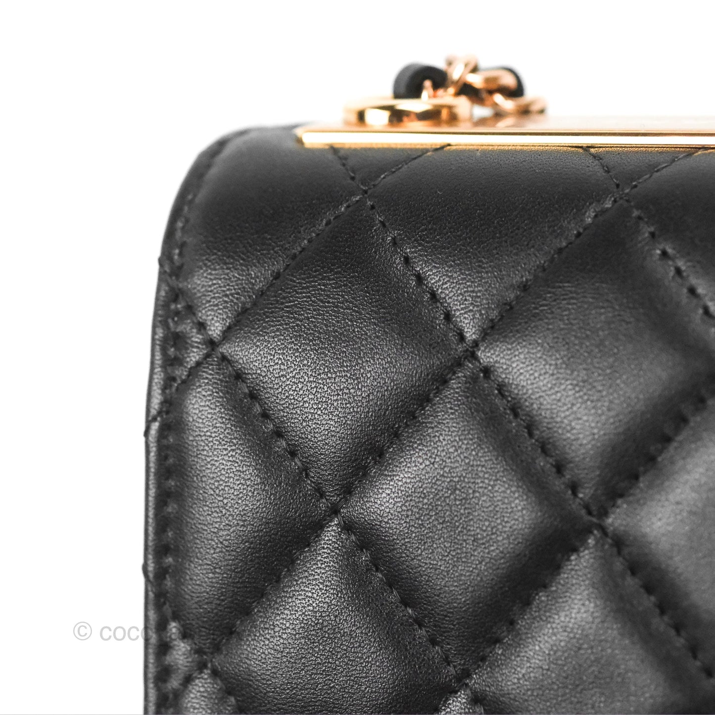 Chanel Mini Quilted Trendy CC Clutch With Chain Black Lambskin Rose Gold Hardware