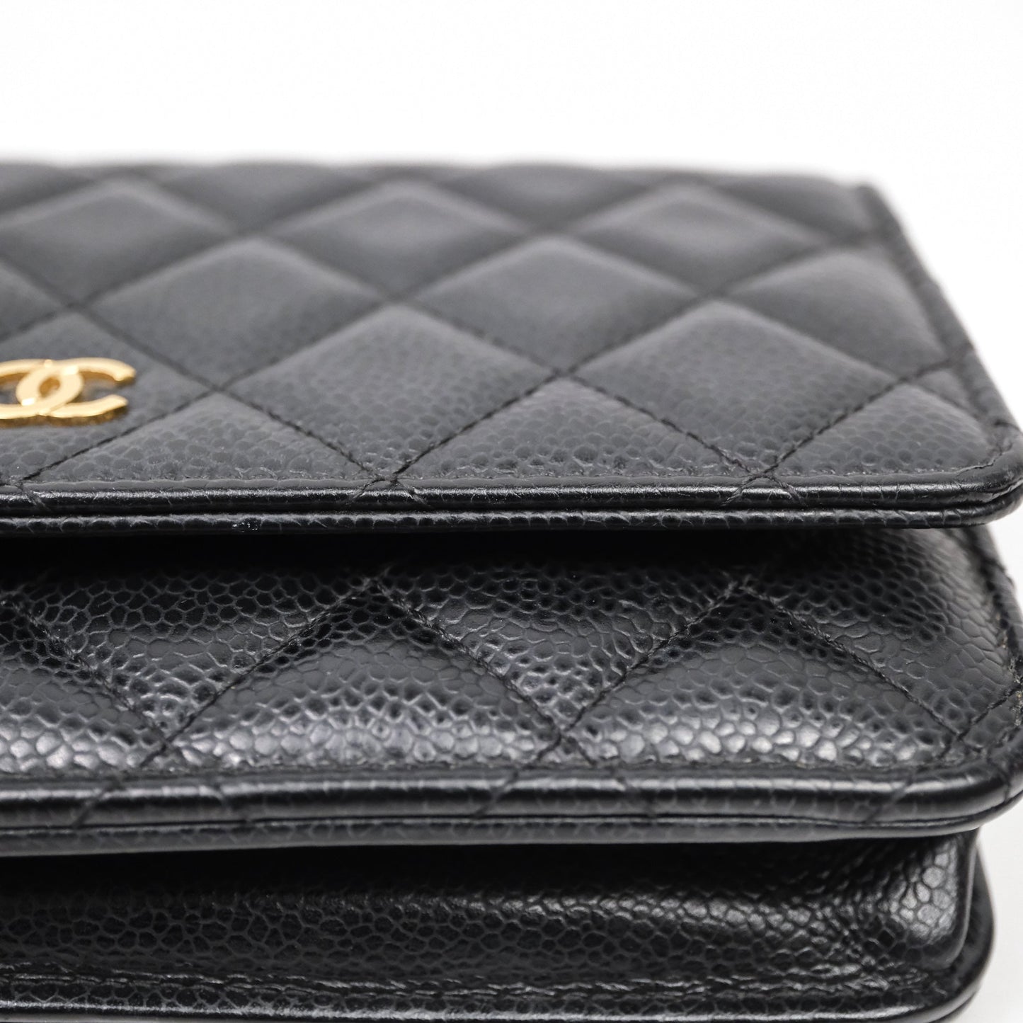 Chanel Classic Wallet On Chain WOC Quilted Black Caviar Gold Hardware