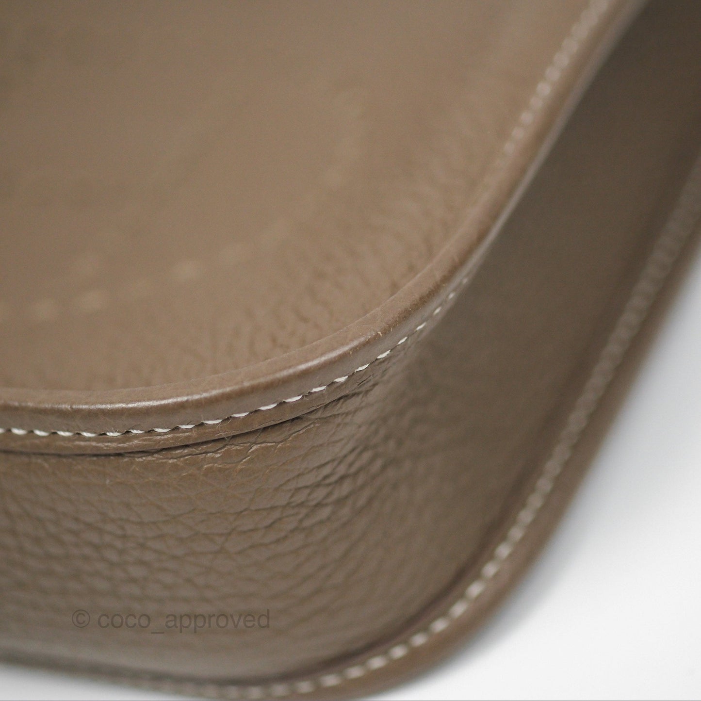 Hermès Mini Evelyne 16 Etoupe 18 Clemence Palladium Hardware with Bleu Indigo Strap