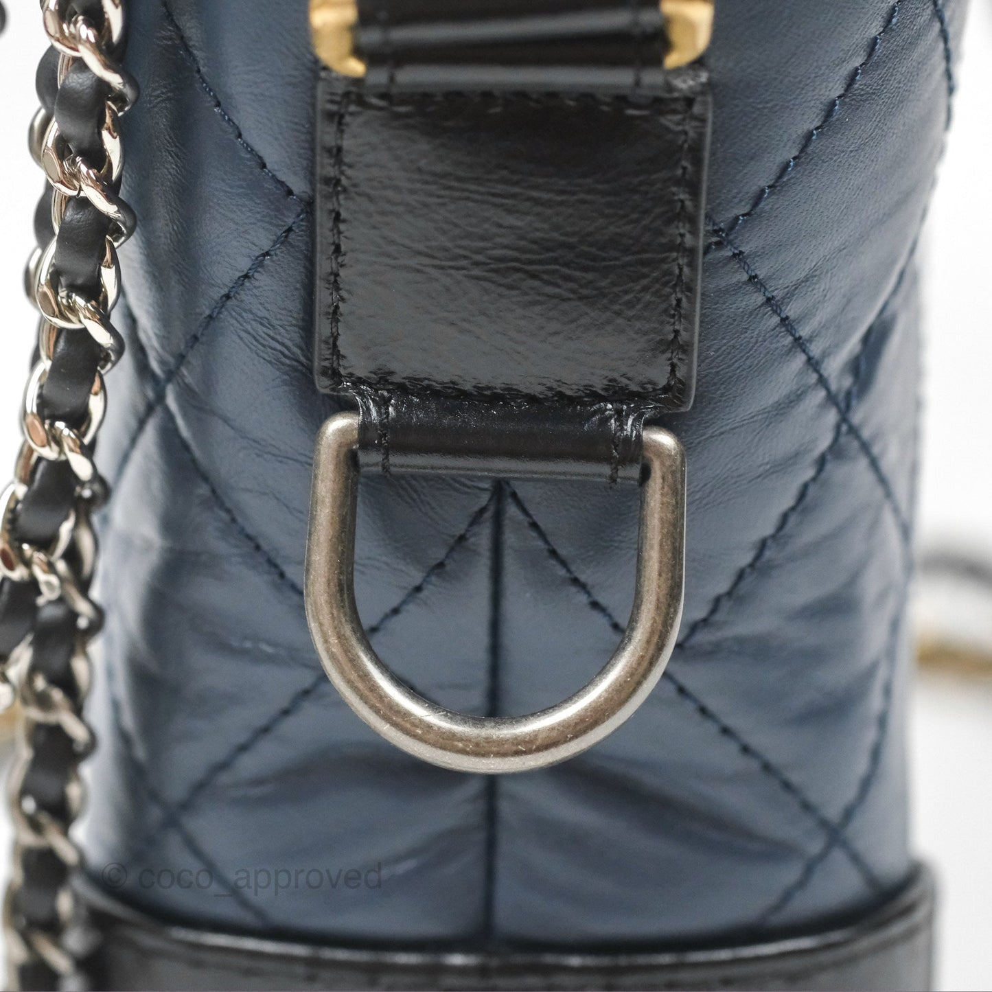 Chanel New Medium Gabrielle Hobo Quilted Navy Black Aged Calfskin