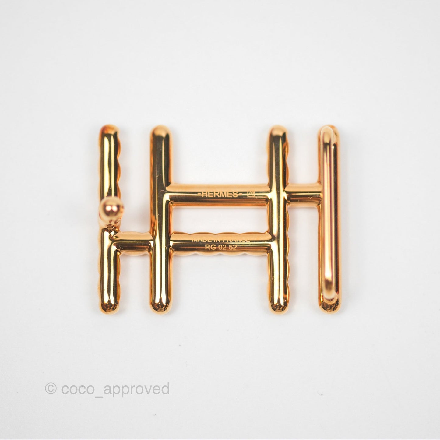 Hermès H au Carre Twist Belt Buckle & Reversible Rose Gold Hardware 24 mm