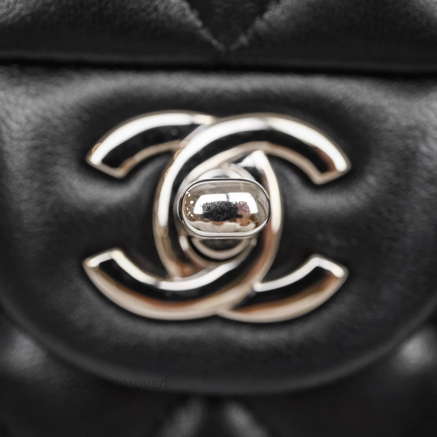 Chanel Classic M/L Medium Flap Quilted Black Lambskin Silver Hardware