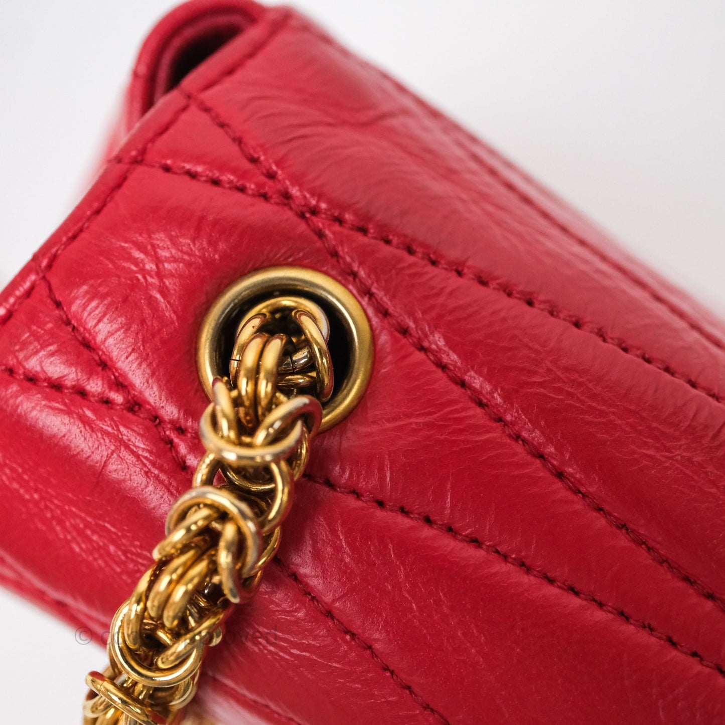 Chanel Vintage Quilted Flap Bag Red Lambskin Gold Hardware