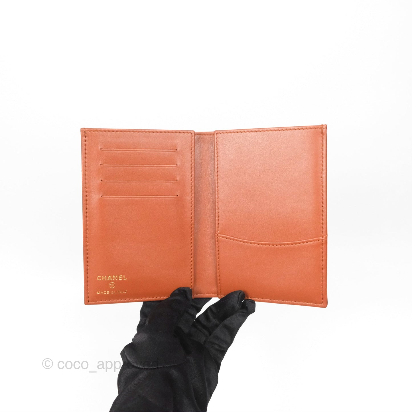 Chanel 19 Quilted Passport Holder Tan Lambskin Gold Hardware