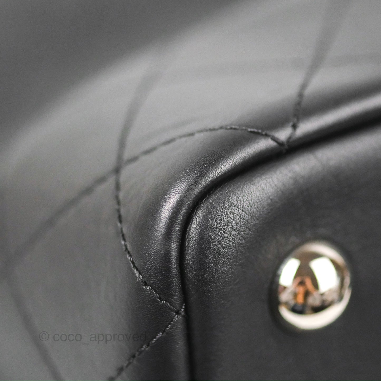 Chanel Flat Quilted Boston Bag Black Calfskin Silver Hardware