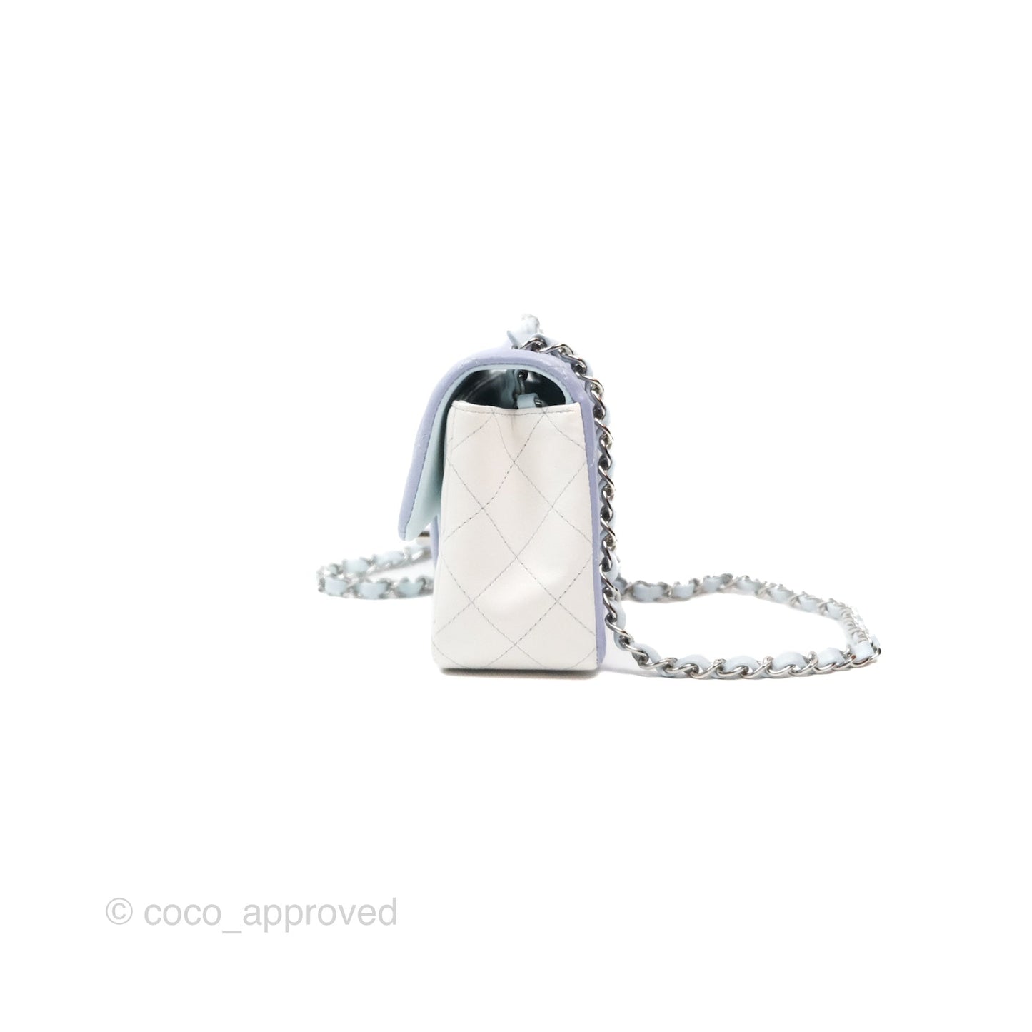 Chanel Quilted Mini Rectangular Flap Ombre Light Blue/Light Purple/White Iridescent Silver Hardware 21K