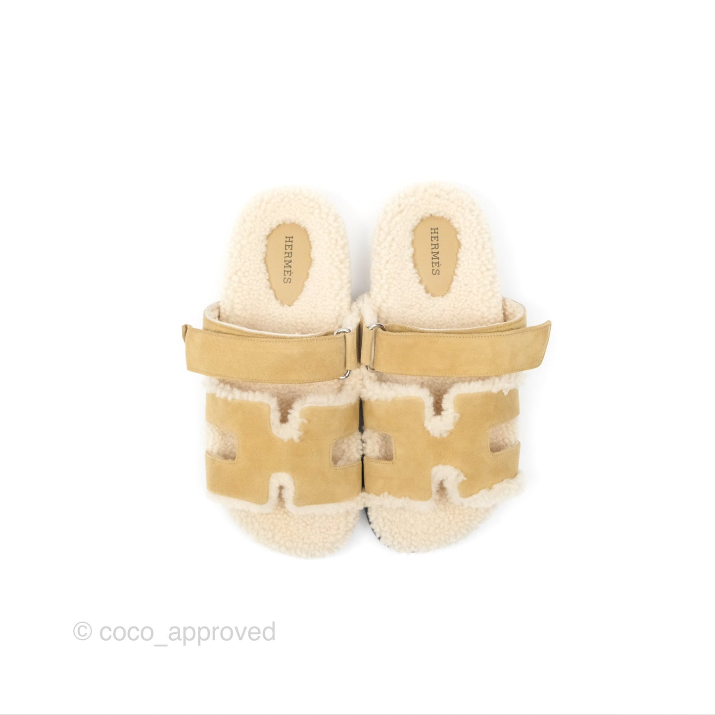 Hermès Chypre Sandal Shearling Beige Albâtre / Écru Suede Goatskin