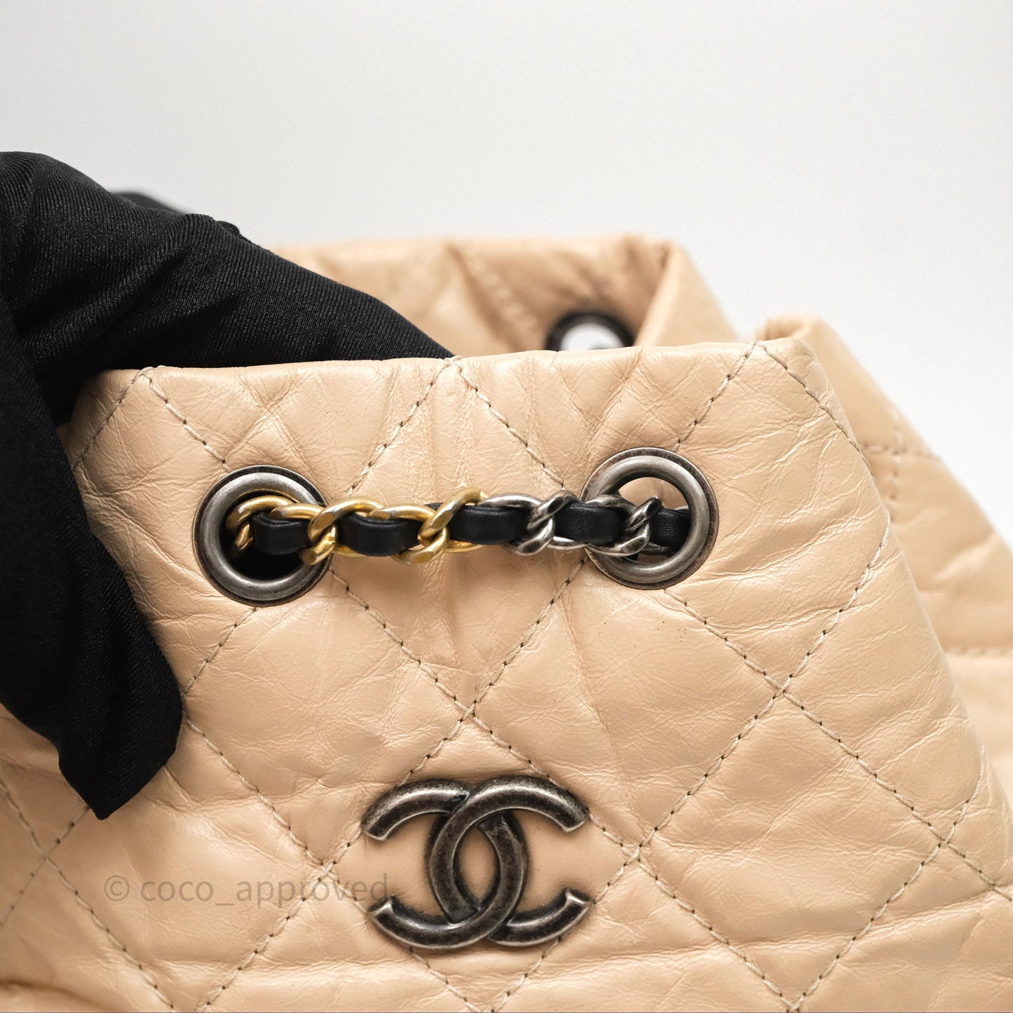 Chanel Quilted Small Gabrielle Backpack Black/Beige Aged Calfskin