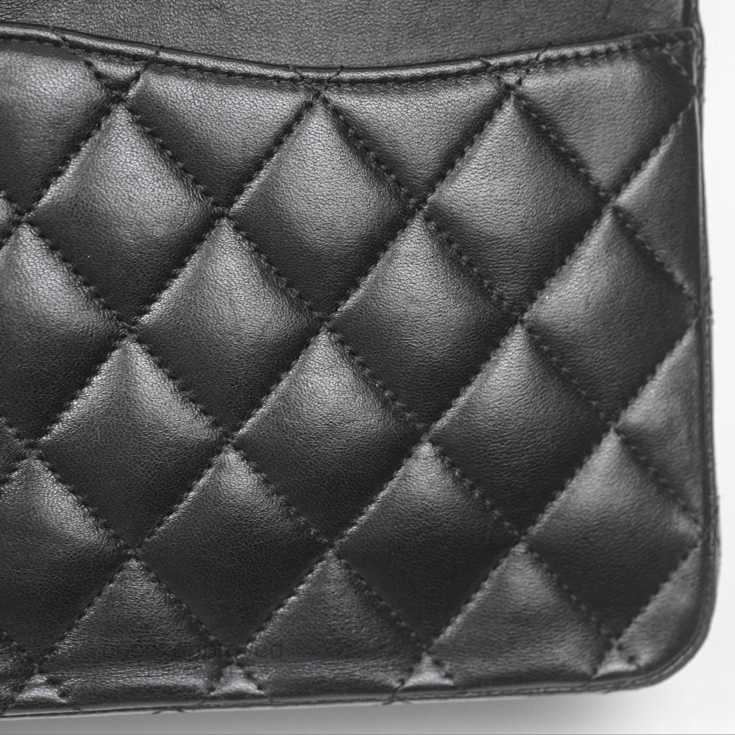 Chanel Classic M/L Medium Flap Quilted Black Lambskin Silver Hardware