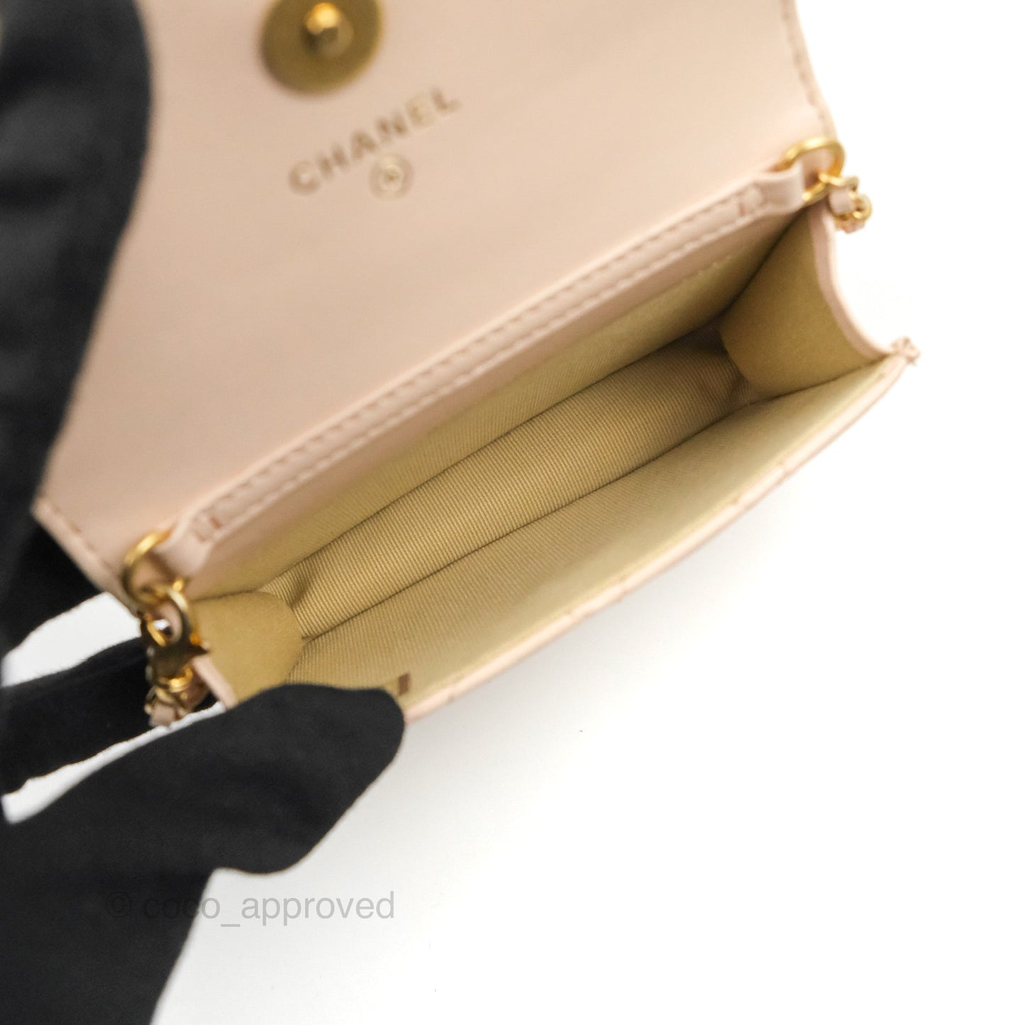 Chanel Mini Pearl Crush Clutch With Chain Belt Rose Clair Pink Lambskin Aged Gold Hardware