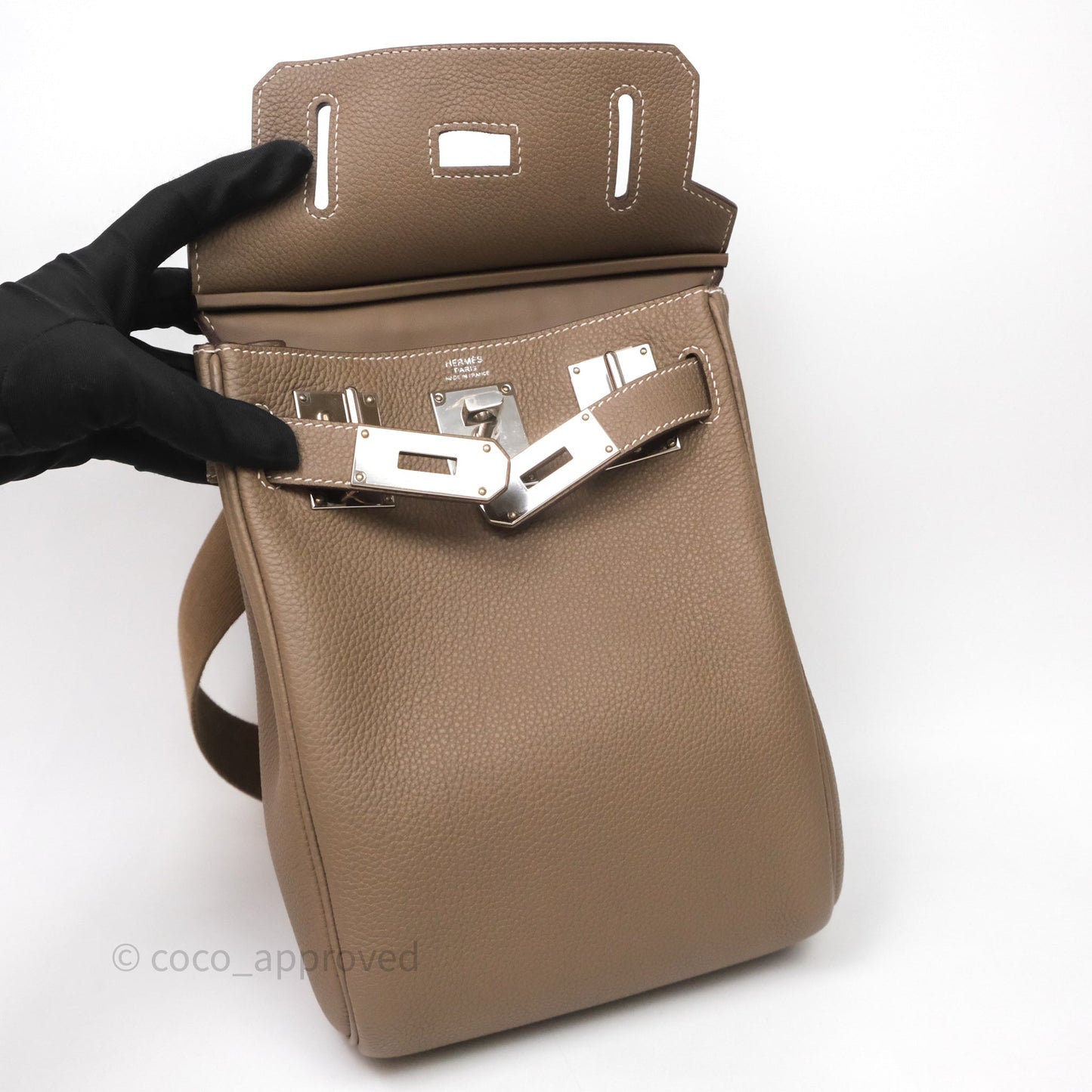 Hermès Hac a Dos PM Backpack Etoupe 18 Togo Palladium Hardware