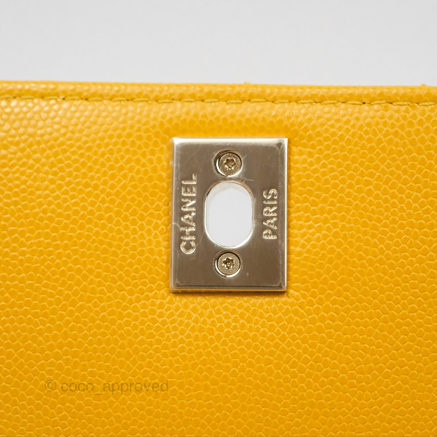 Chanel Small Coco Handle Mustard Yellow Caviar Gold Hardware