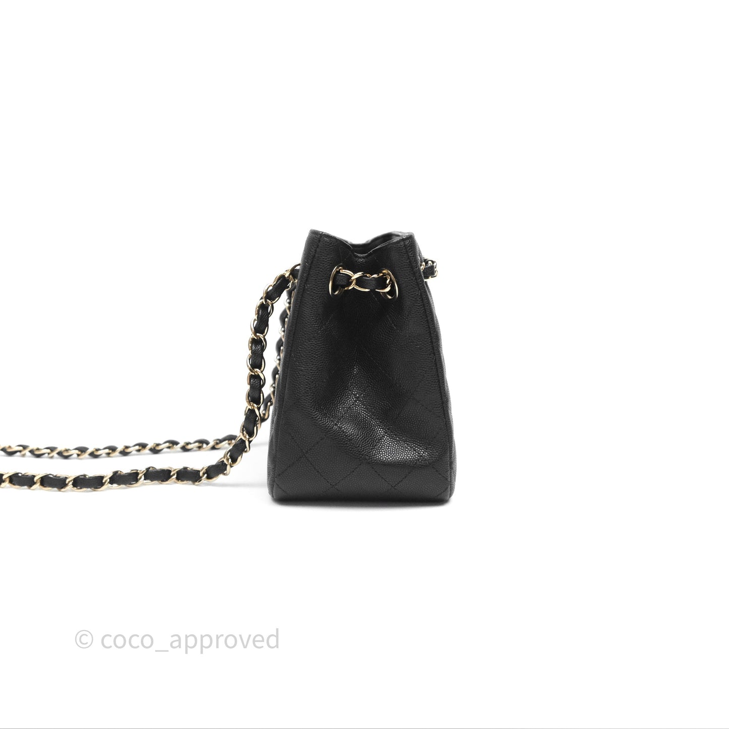 Chanel Mini Bucket Tote Black Caviar Gold Hardware 22S