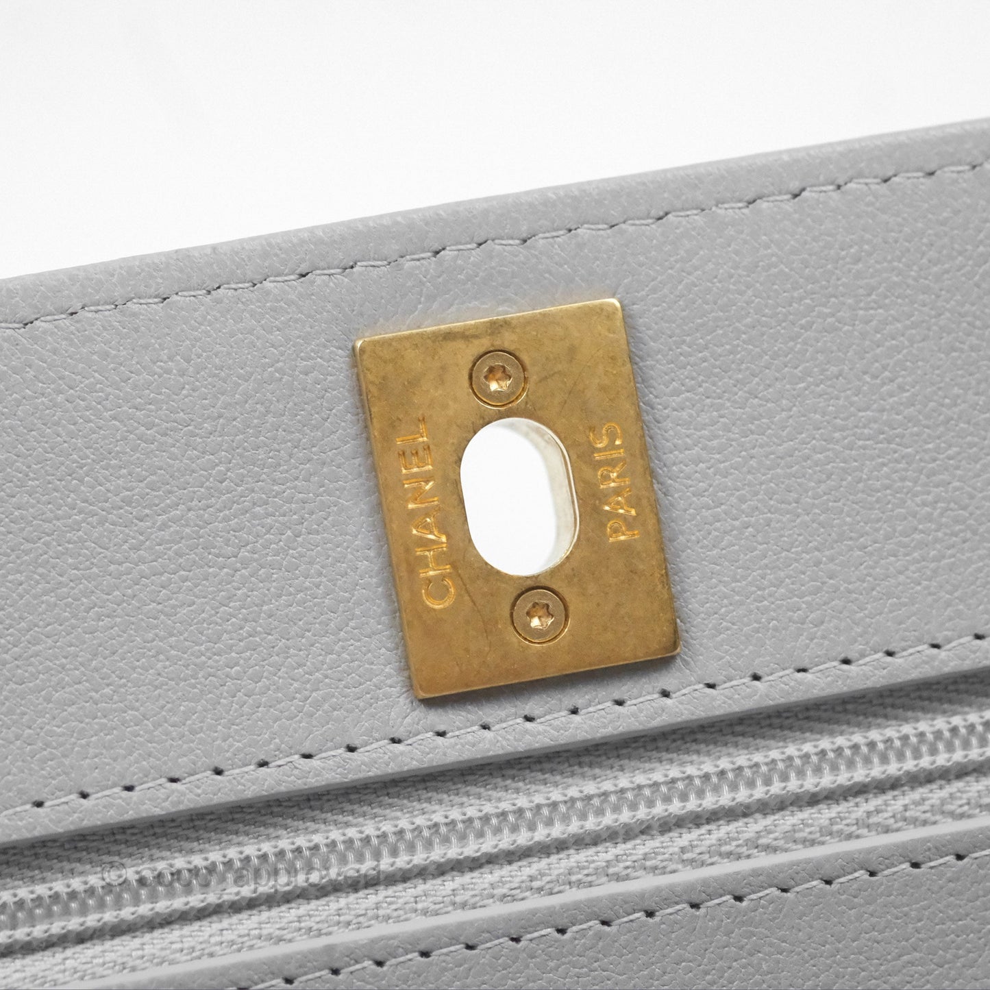 Chanel Heart Adjustable Chain WOC Grey Caviar Aged Gold Hardware