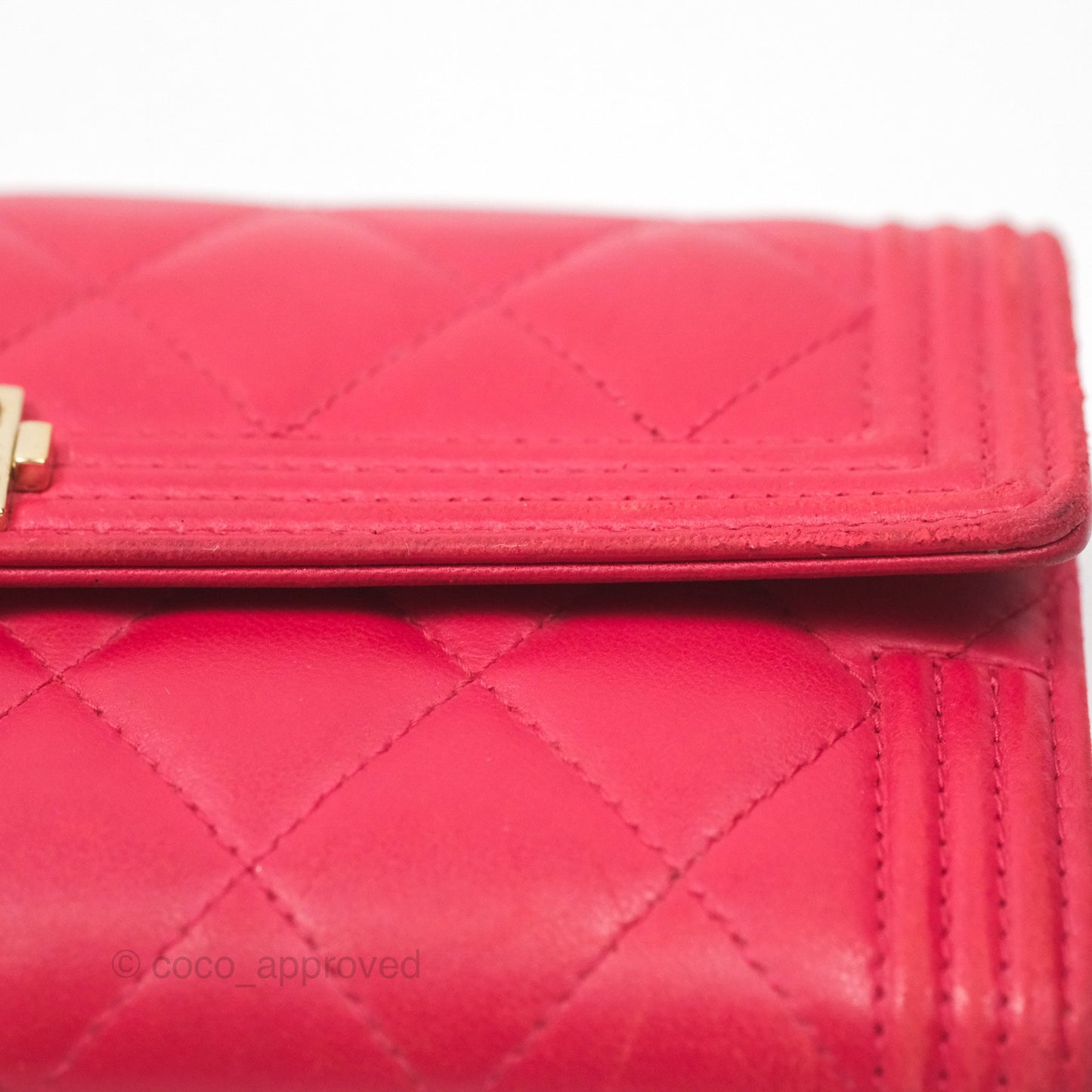 Chanel Quilted Boy Flap Long Wallet Red Lambskin Gold Hardware