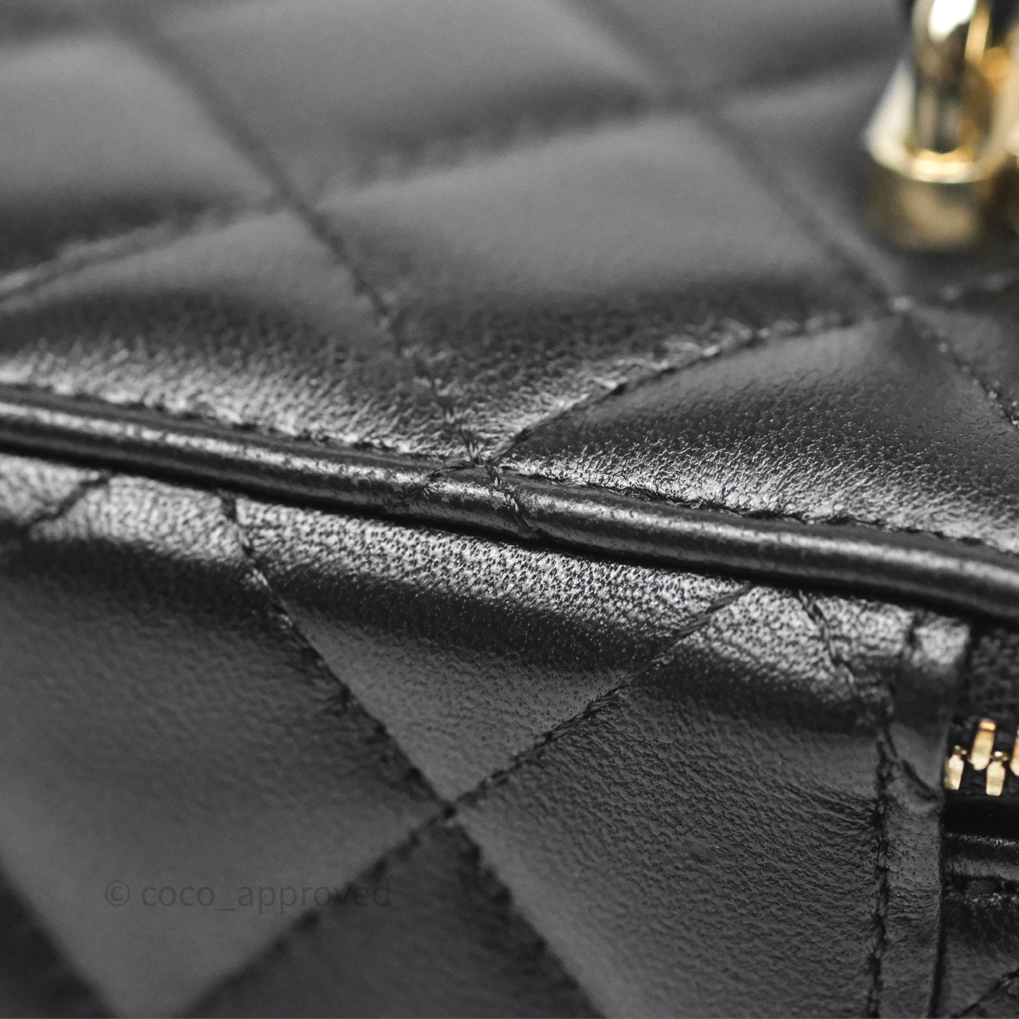 Chanel Vanity Rectangular Top Handle Black Lambskin Gold Hardware