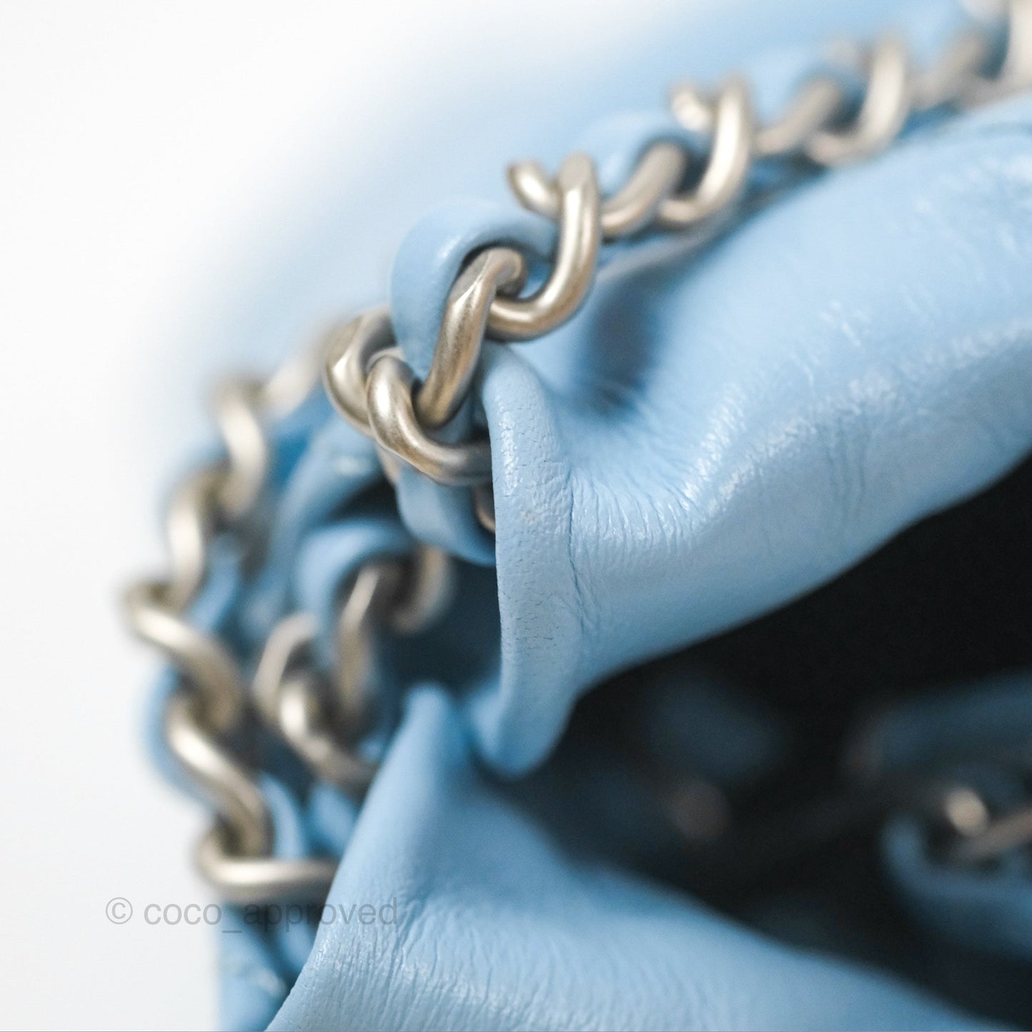 Chanel 22 Mini Bag Light Blue Shiny Crumpled Calfskin