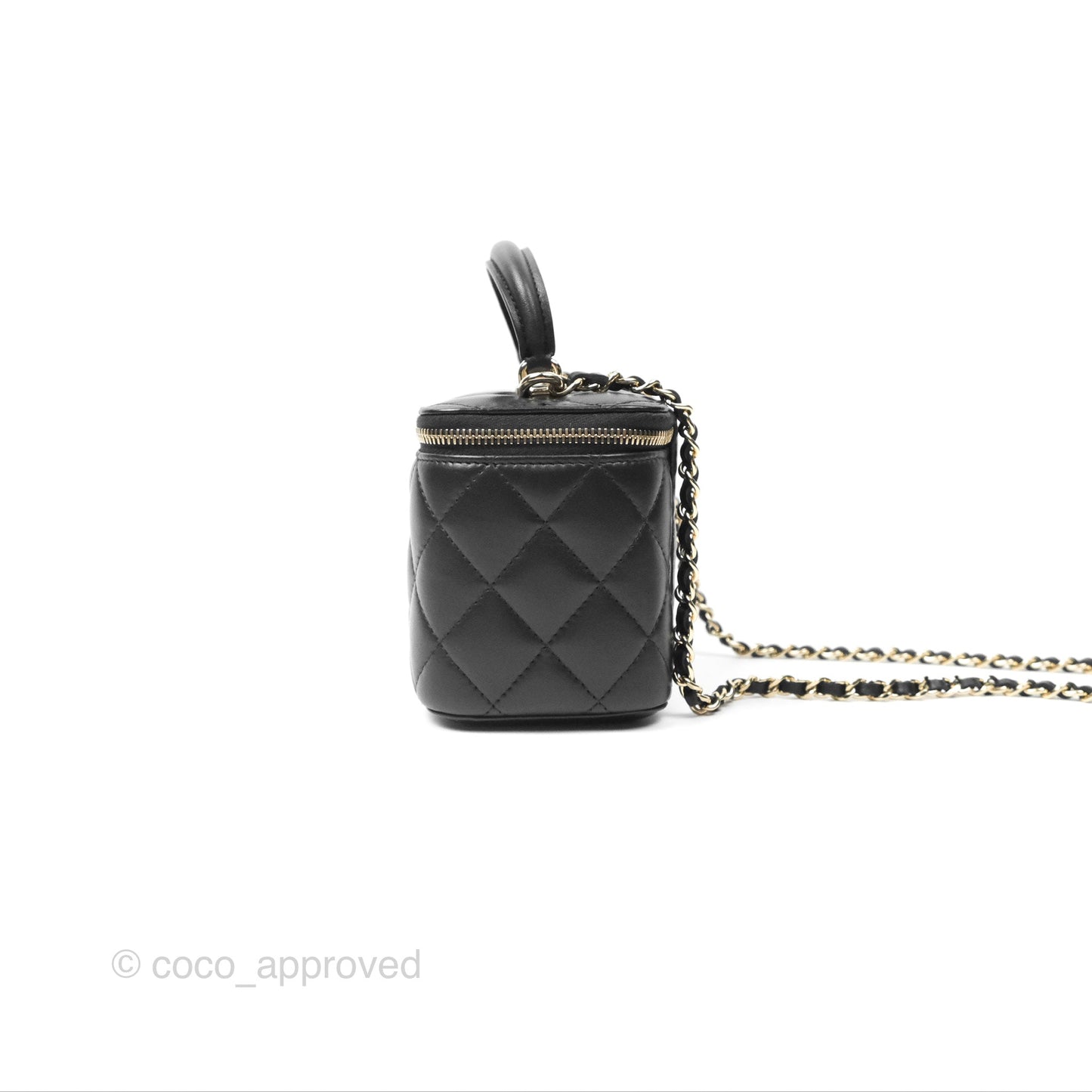 Chanel Vanity Rectangular Top Handle Black Lambskin Gold Hardware