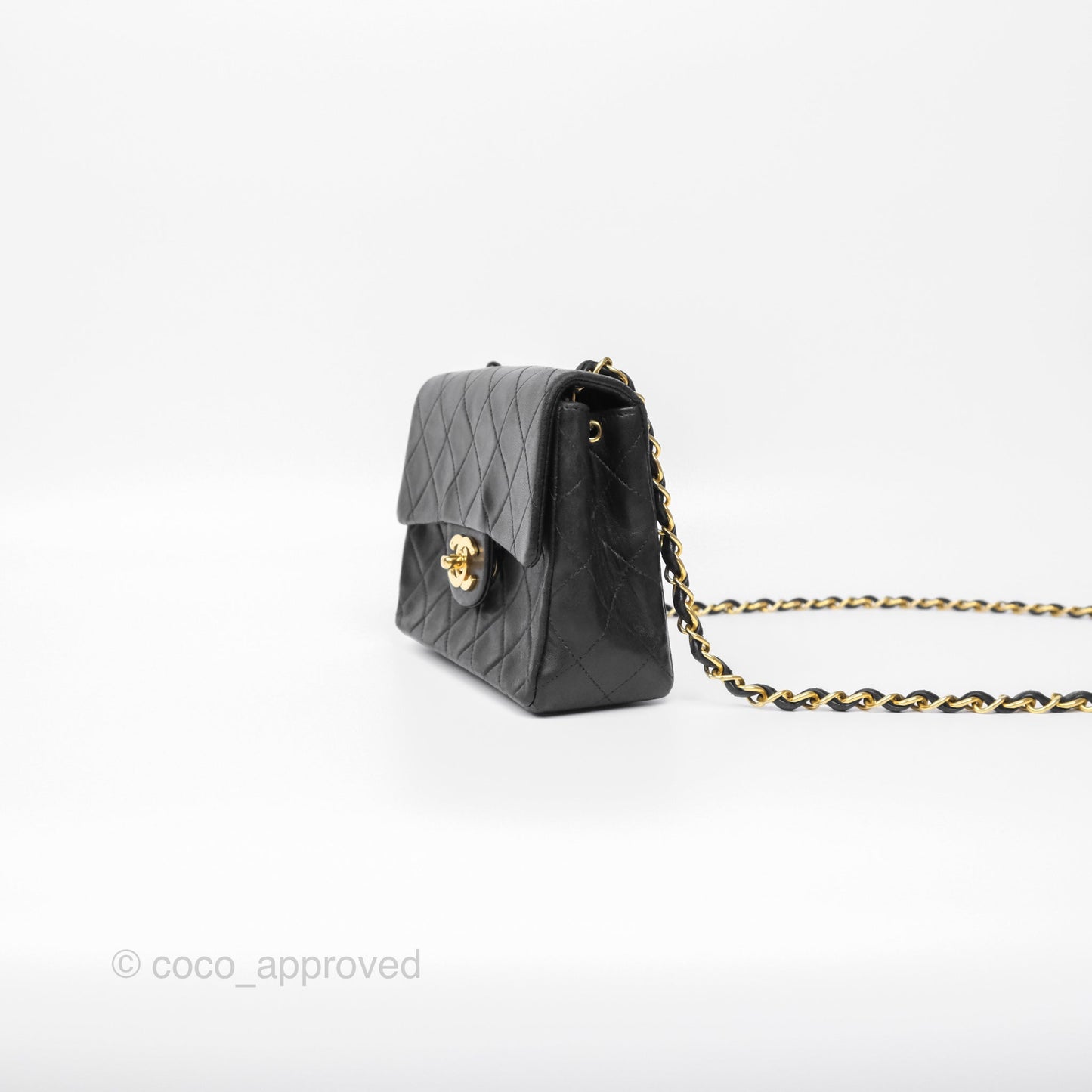 Chanel Vintage Mini Square Black Lambskin 24K Gold Hardware