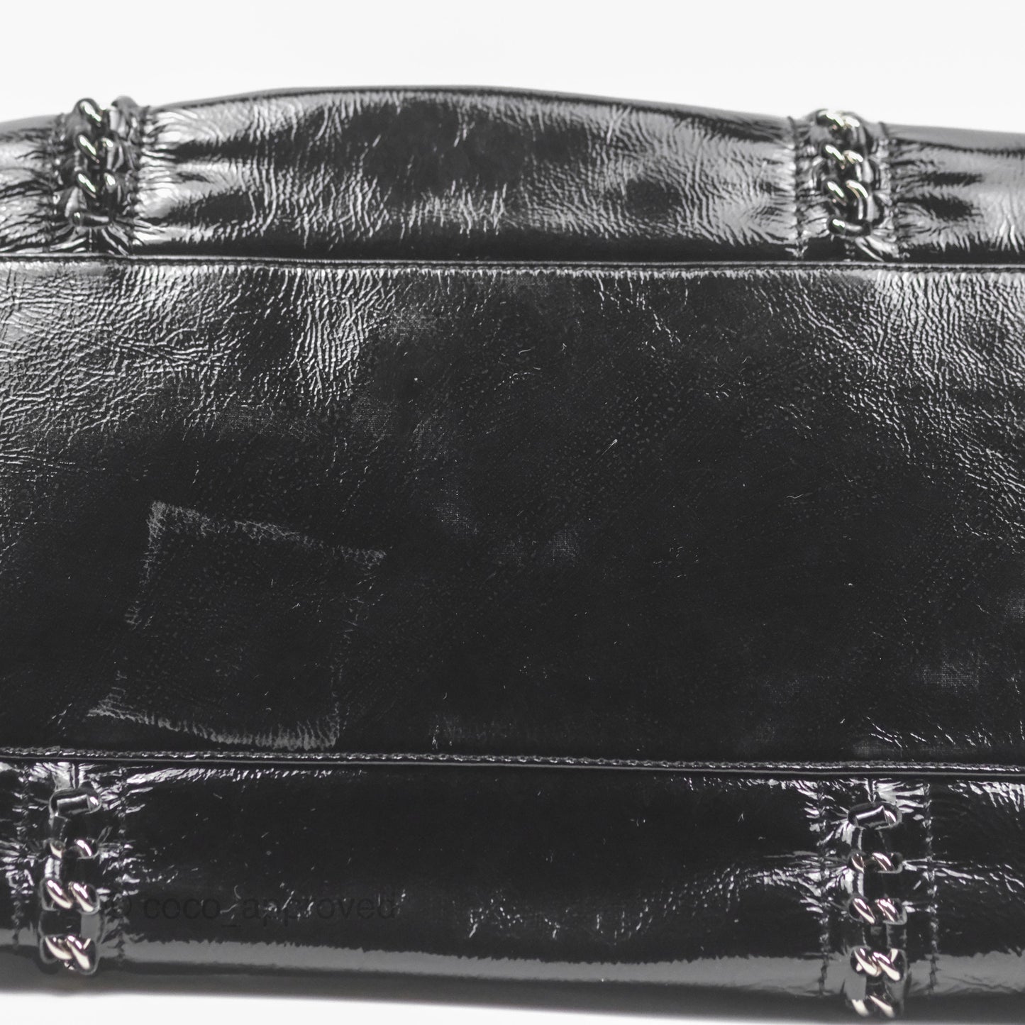 Chanel Bowling Tote Bag Black Glazed Calfskin Silver Hardware