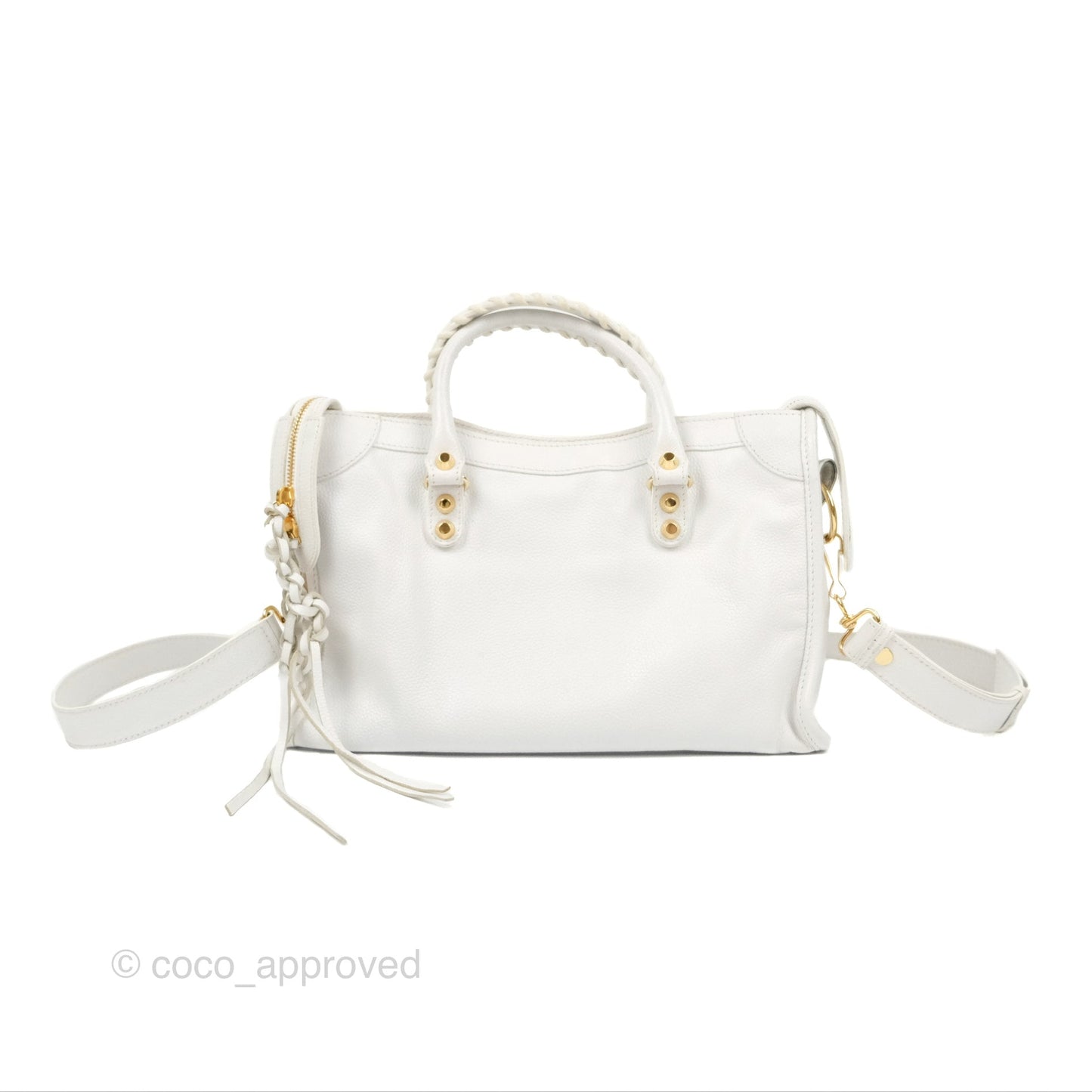 Balenciaga Classic Small City Bag White Aged Calfskin Gold Hardware