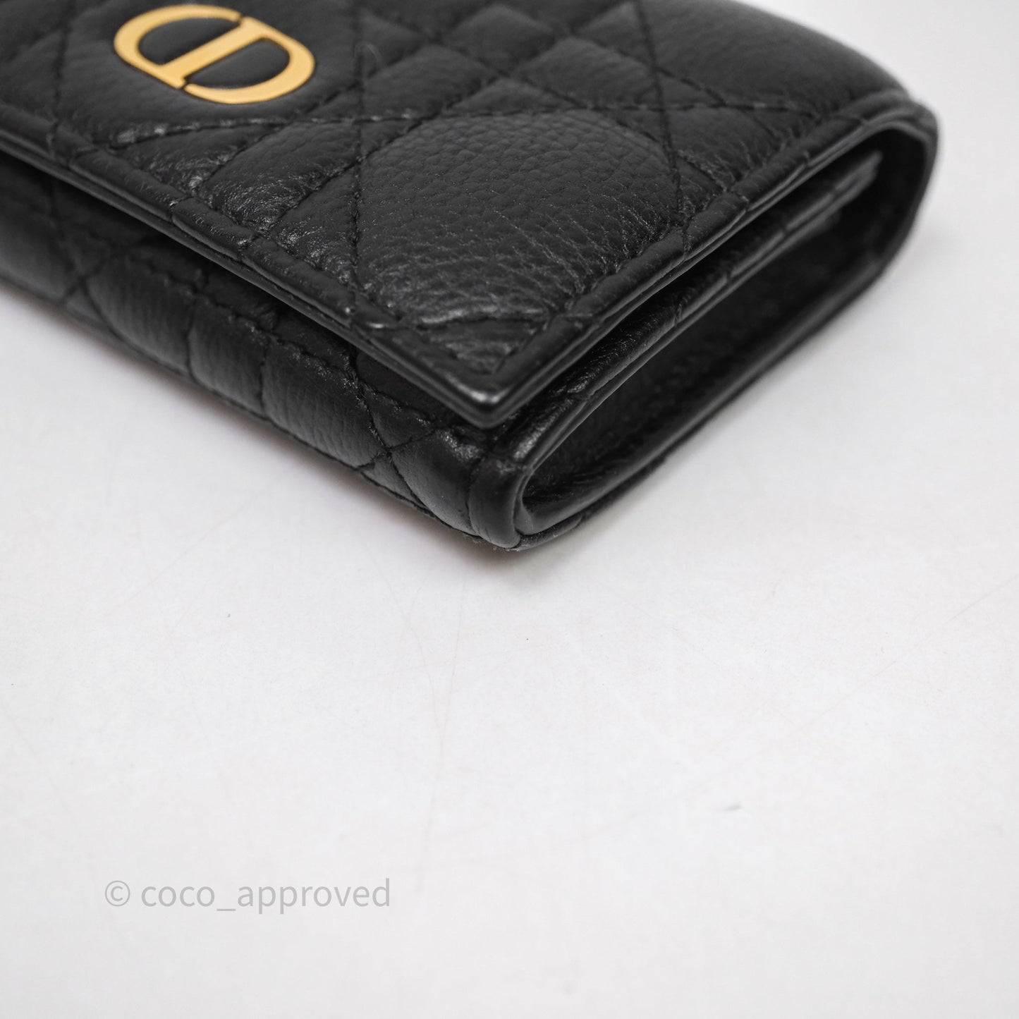 Dior Caro Glycine Wallet Black Supple Cannage Calfskin Gold Hardware