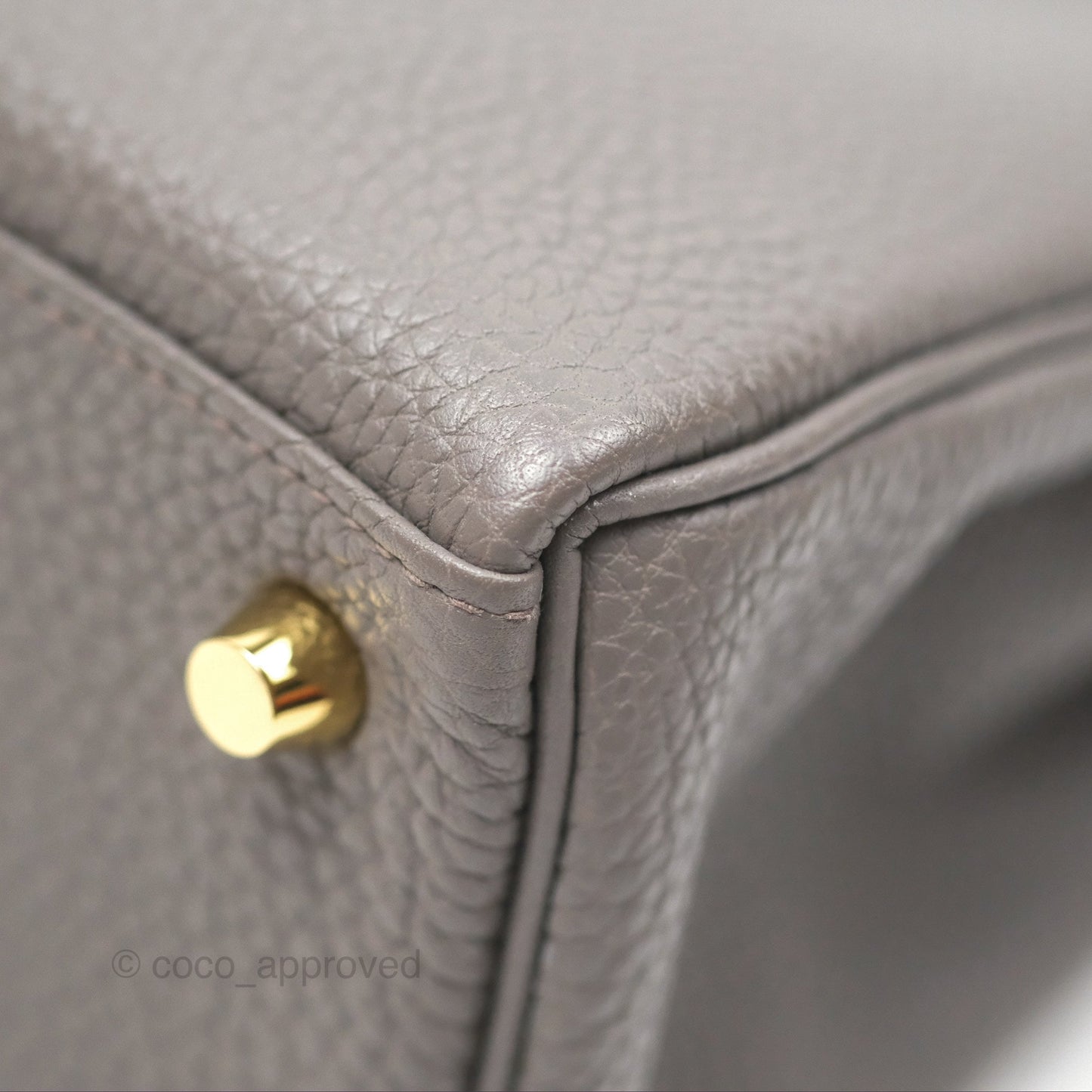 Hermès Retourne Kelly 25 Gris Etain 8F Togo Gold Hardware