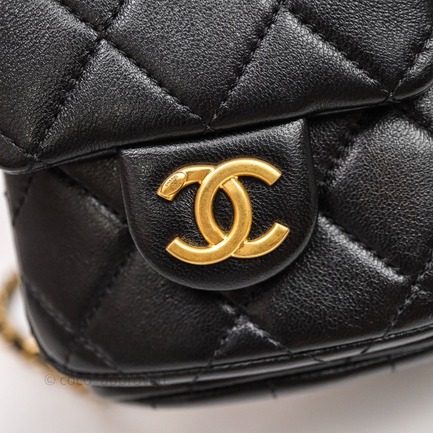 Chanel Double Pocket Black Lambskin Gold Hardware 25C