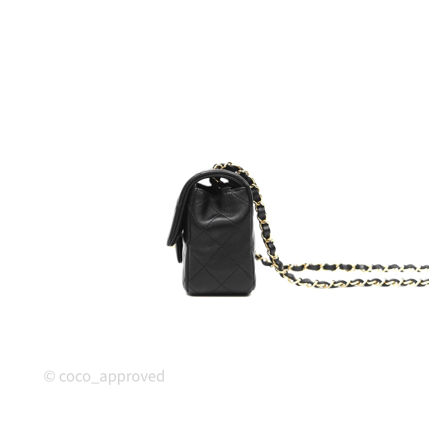 Chanel Mini Rectangular Black Lambskin Bag Gold Hardware