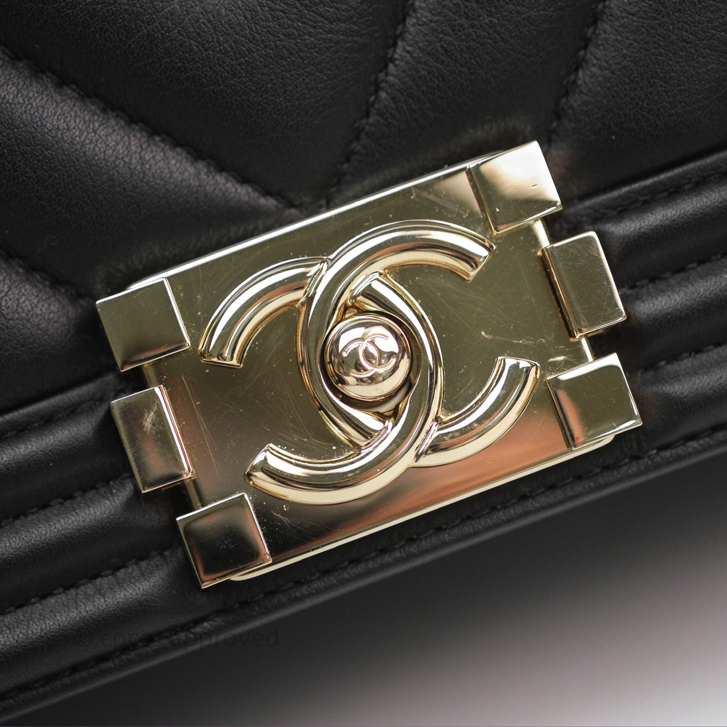 Chanel Medium Boy Chevron Black Calfskin Gold Hardware