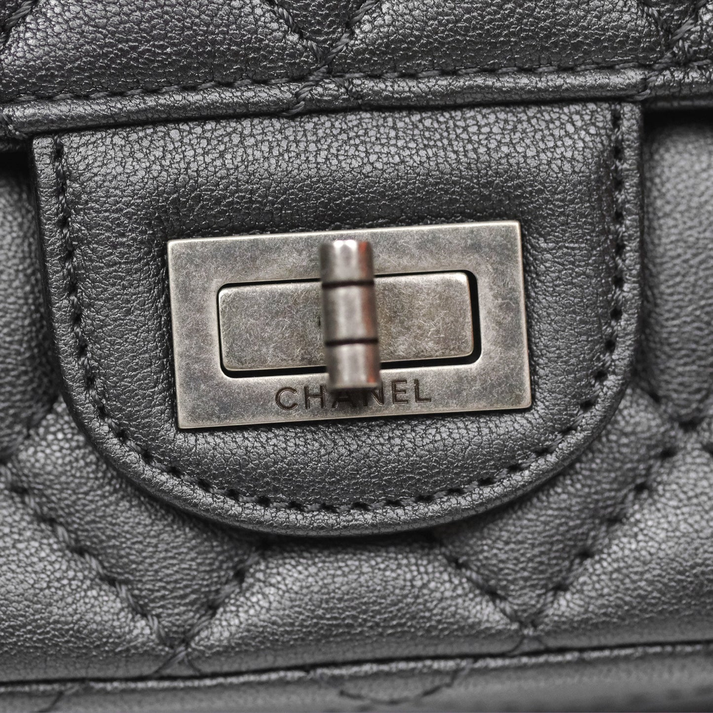 Chanel Mini Reissue 224 Dark Grey Grained Calfskin Ruthenium Hardware