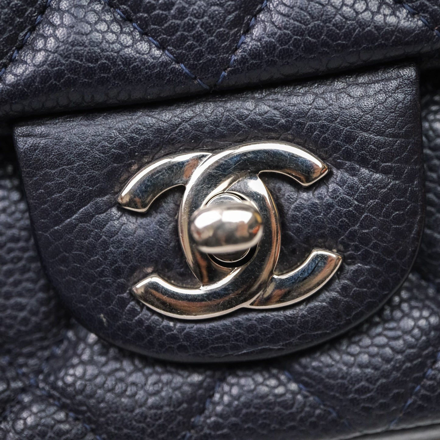 Chanel Mini Rectangular Quilted Dark Navy Caviar Silver Hardware