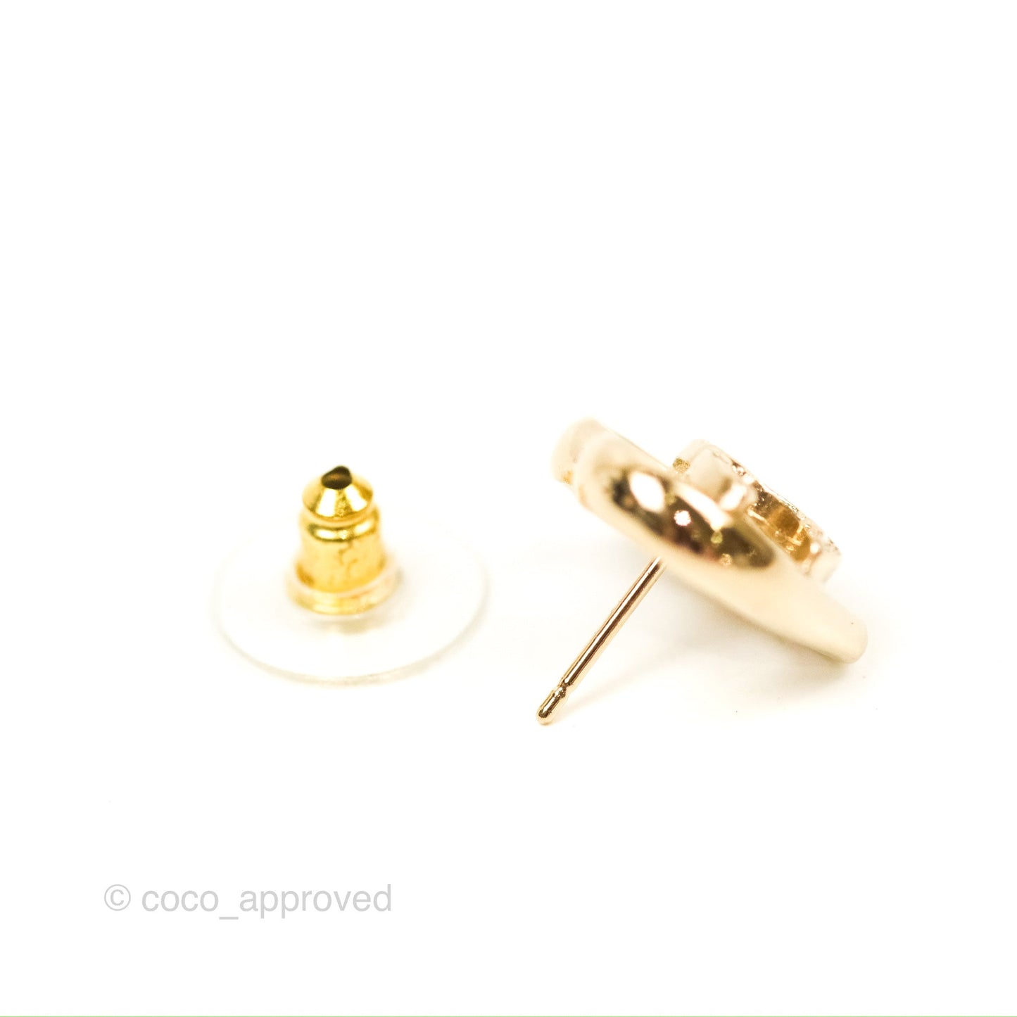 Chanel Crystal CC Heart Earrings Gold Tone 23C